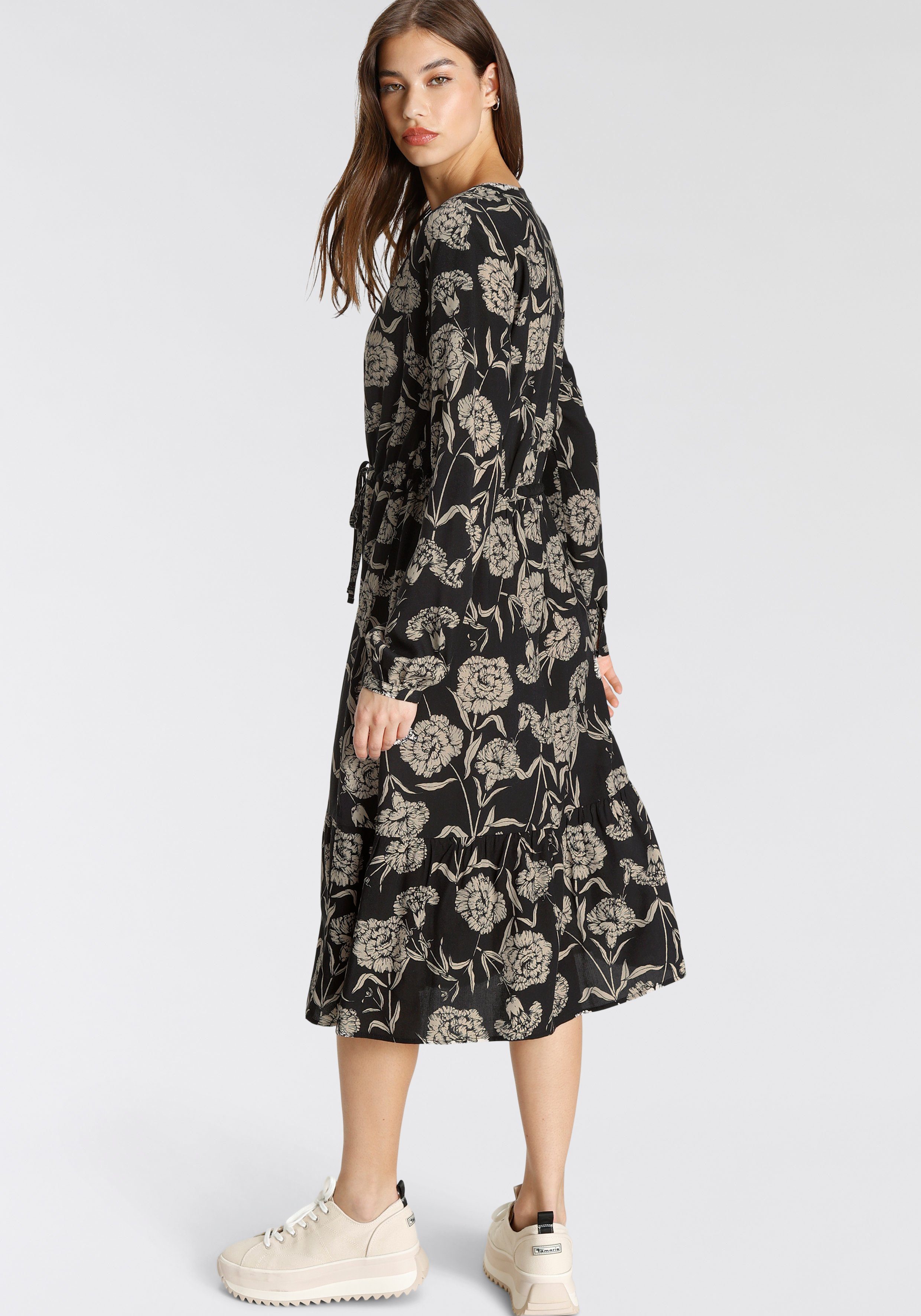 Tamaris Midi-jurk met bindstrik in de taille