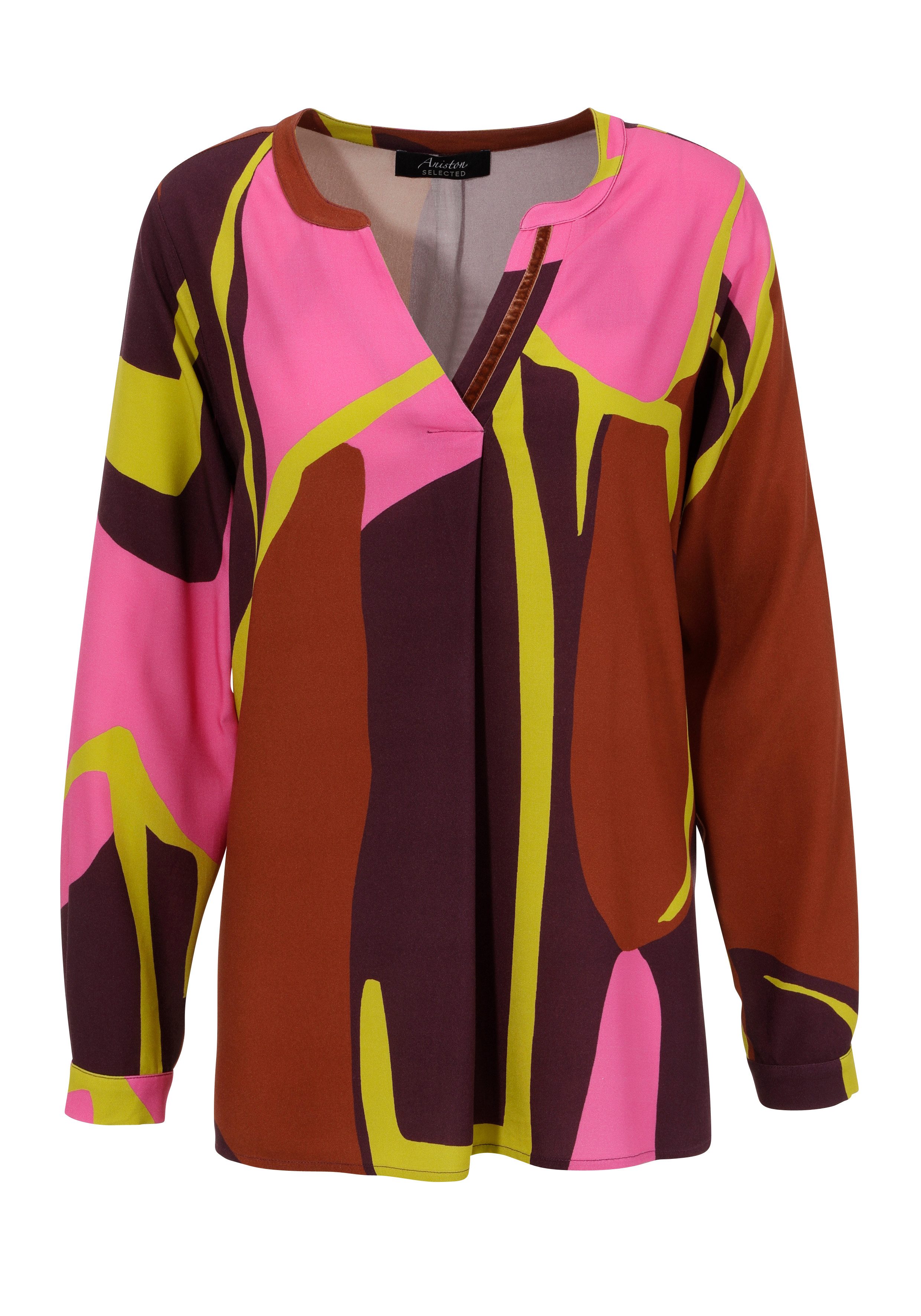 Aniston SELECTED Blouse zonder sluiting met licht glanzend fluwelen band aan de halslijn