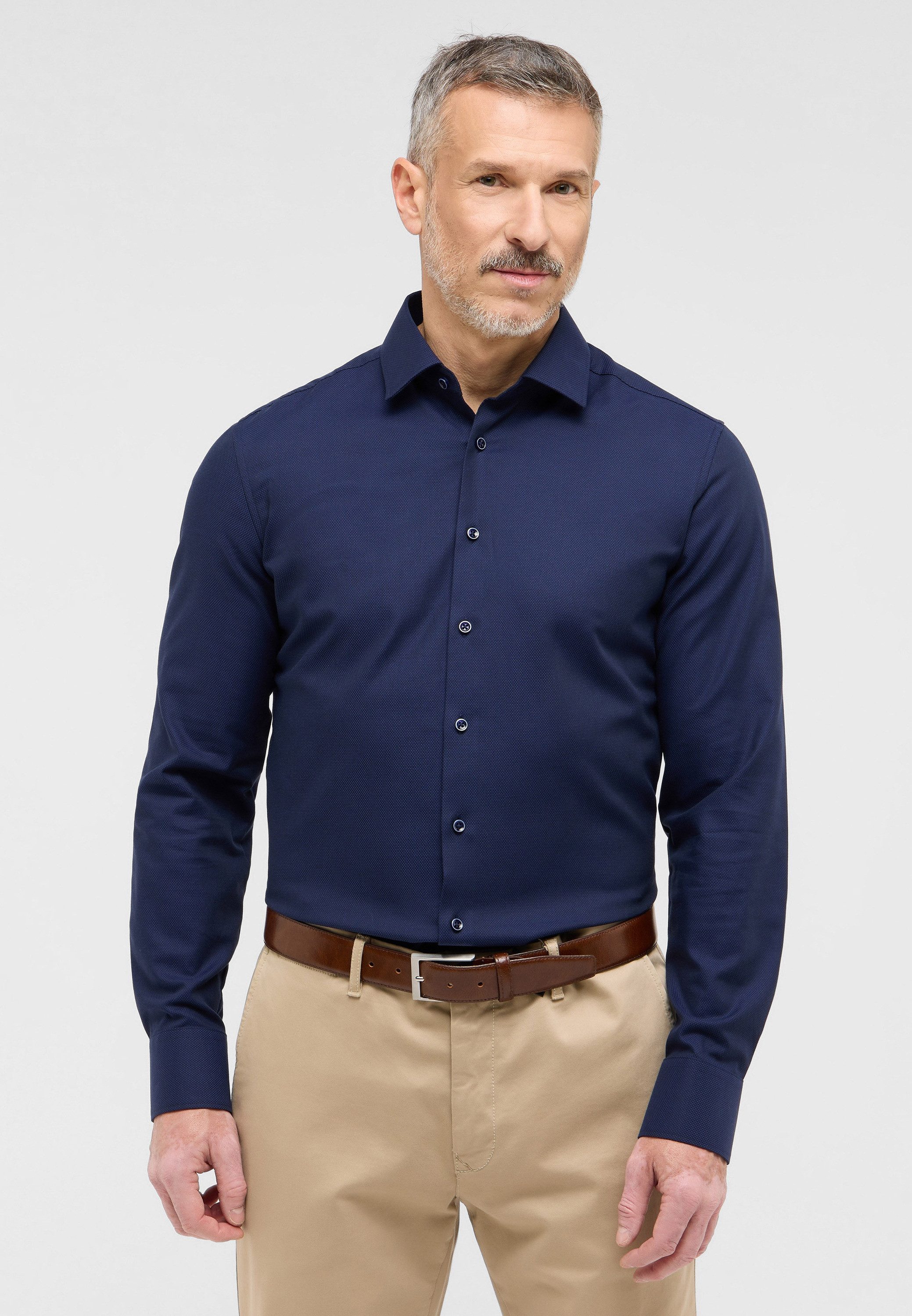 Eterna Overhemd met lange mouwen Slim fit NON IRON (strijkvrij) heren overhemden maat 40 blauw