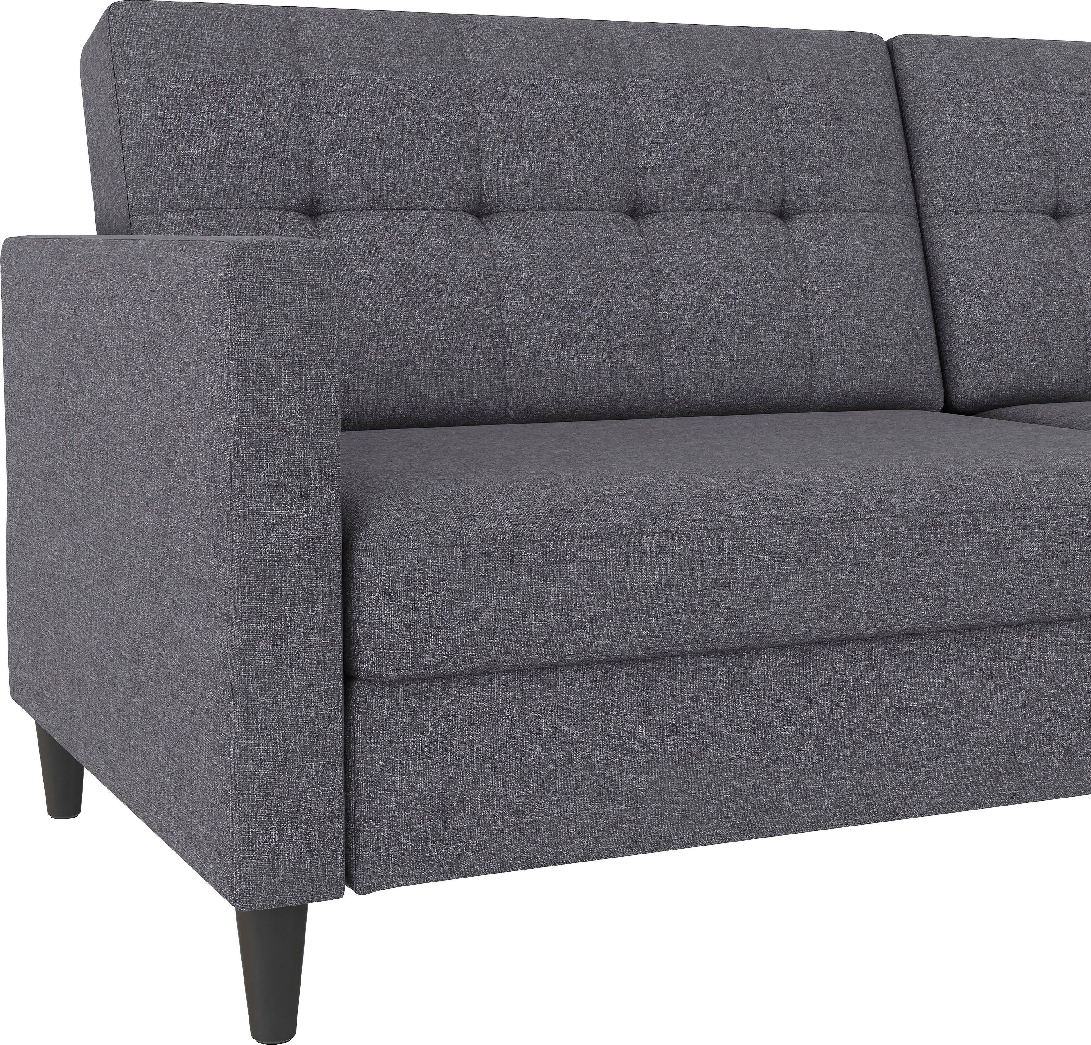 Dorel Home 3-zitsbank Hartford II Slaapfunctie, rugleuning 2-delig, 3-voudig verstelbaar, zithoogte 43 cm