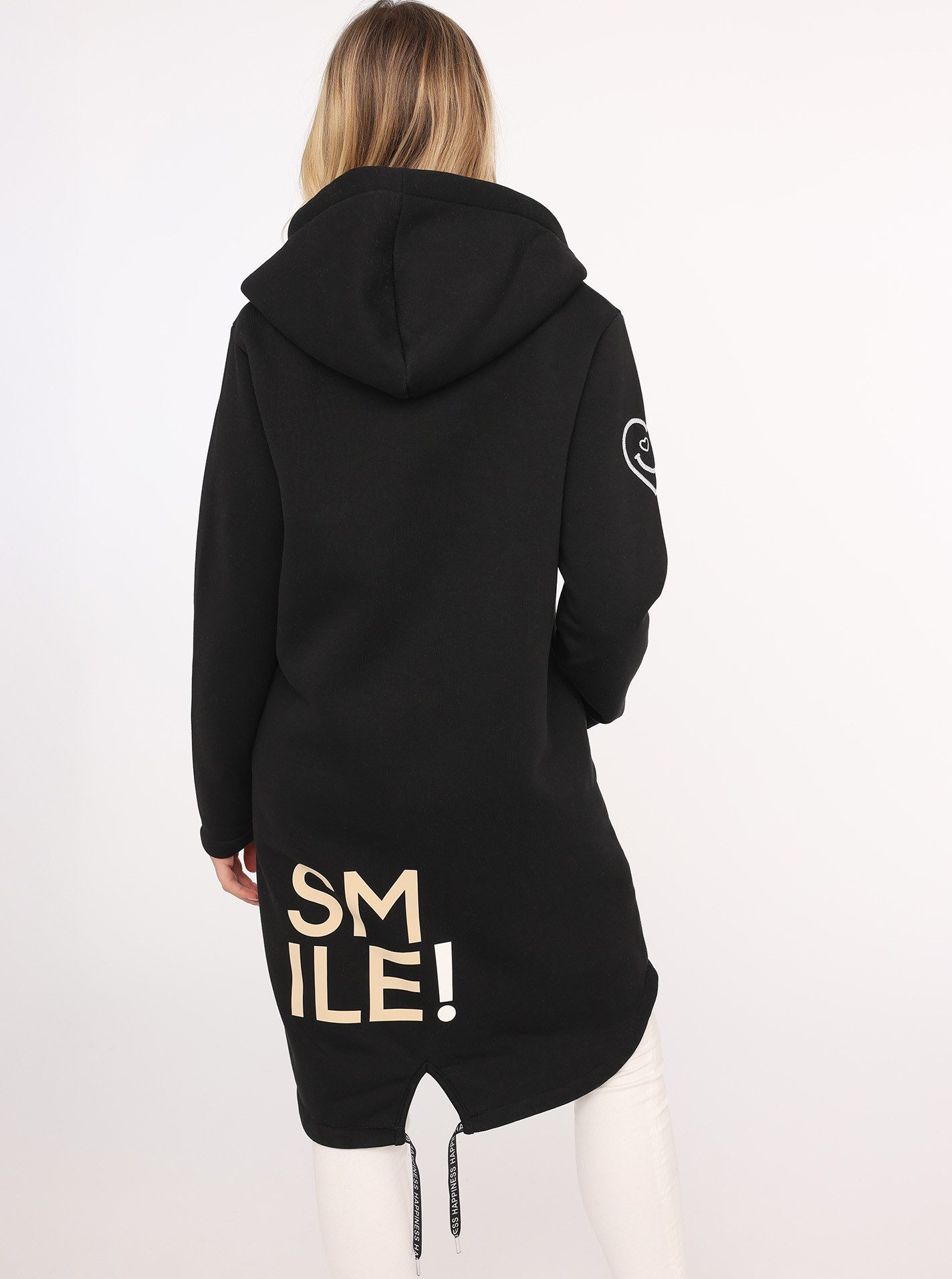 Zwillingsherz Jersey jas Alissa met capuchon en smile print