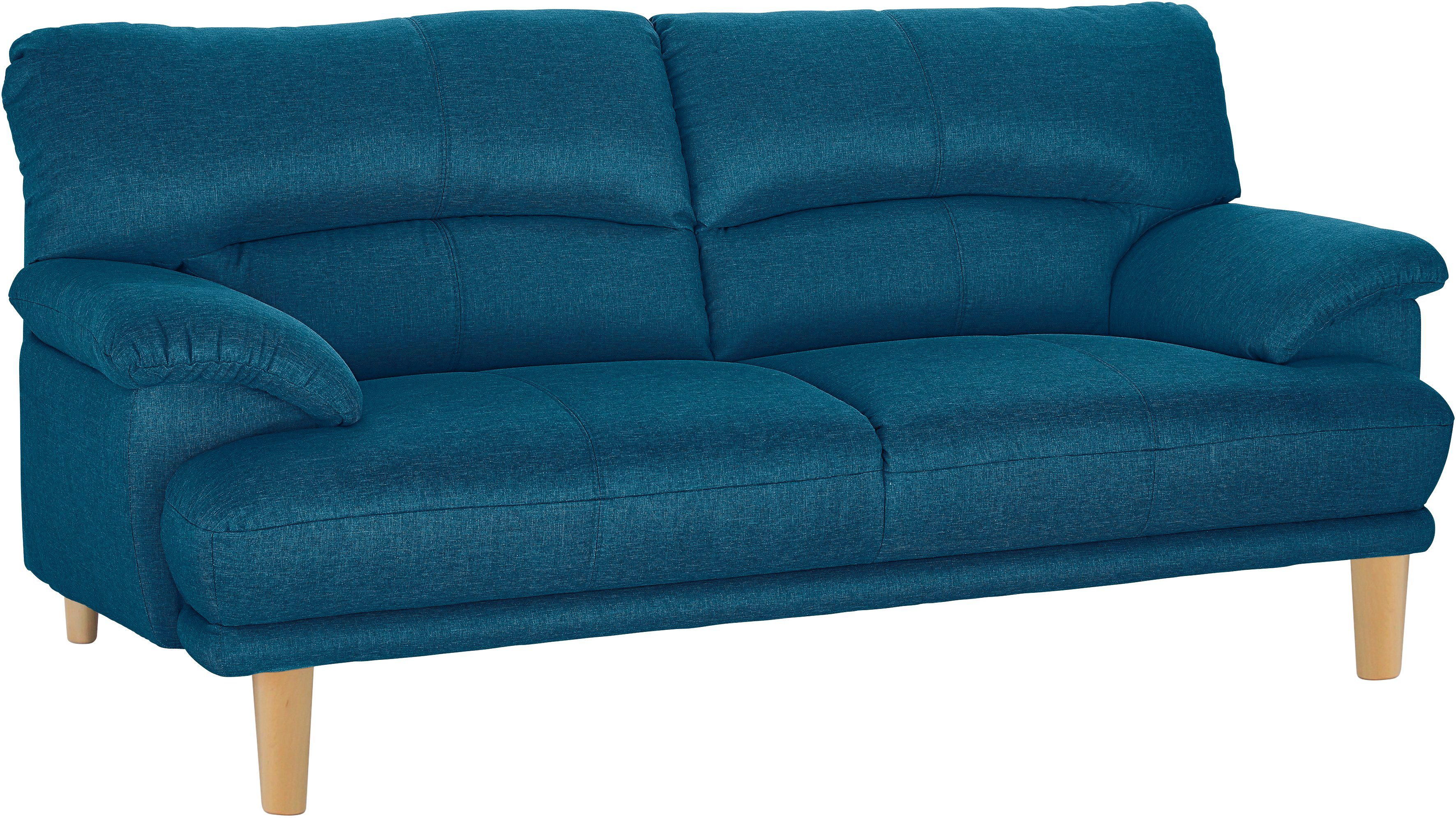TRENDMANUFAKTUR 3-zitsbank Cecilia, sofa in Italiaans design met geweldig zitcomfort, extreem comfortabele armleuningen, houten voeten blauw,