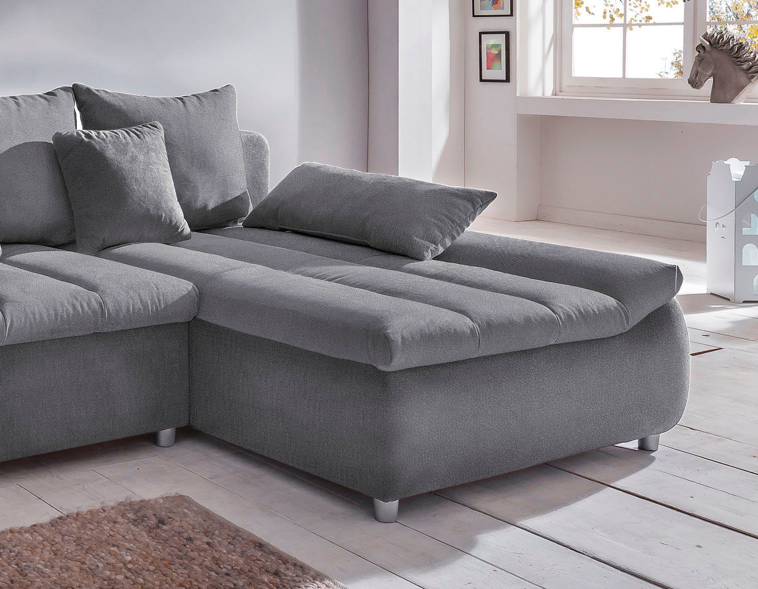 INOSIGN Hoekbank Imola elegant en comfortabel, actuele stiksels in de zitting, L-vorm