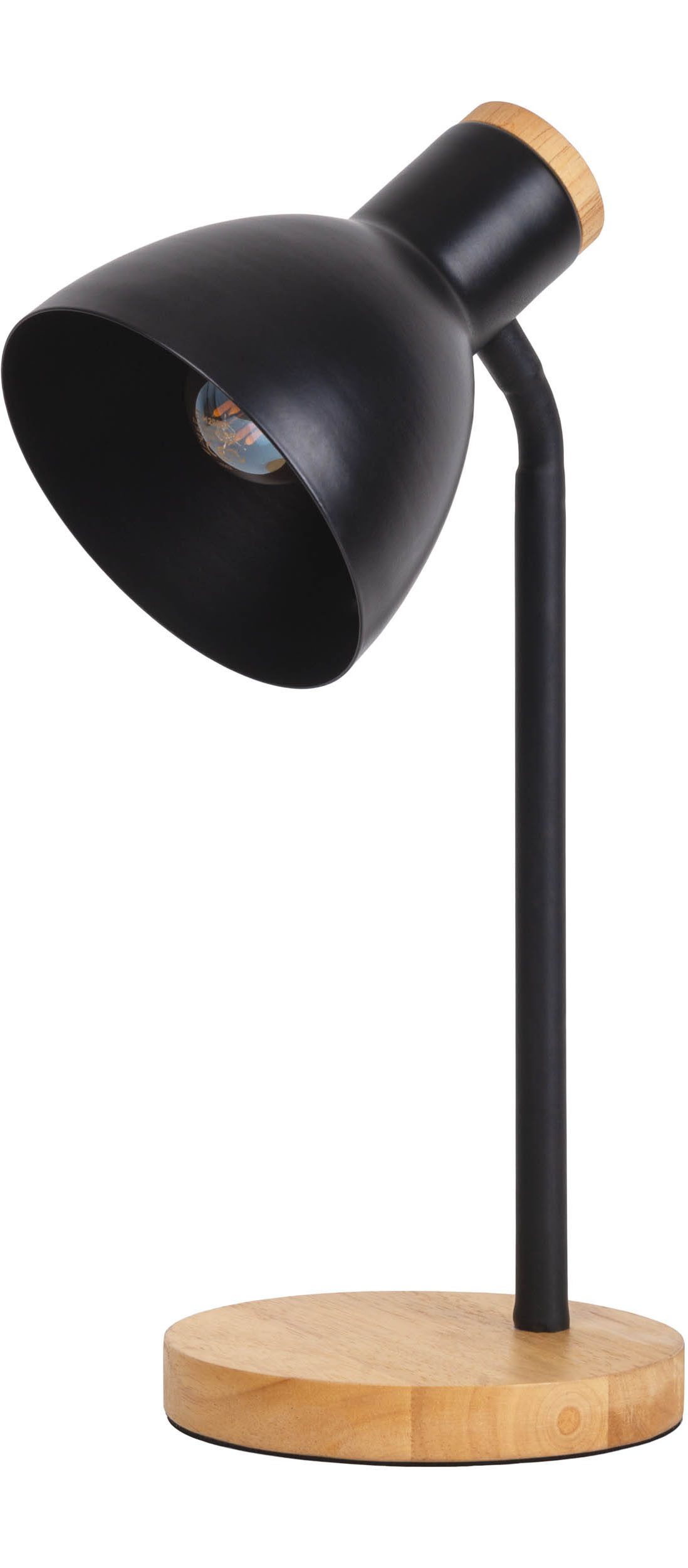 näve Bureaulamp Marie Voet en kap deels van hout, kap flexibel beweegbaar, E14 (1 stuk)