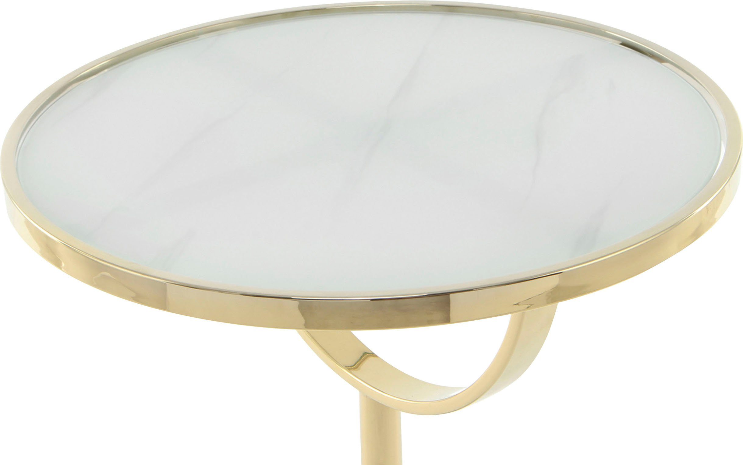 Kayoom Bijzettafel Rocio, opvallend design, stabiele marmeren sokkel opvallend frame, stabiele marmeren voet, gemarmerde glazen plaat (1 stuk)