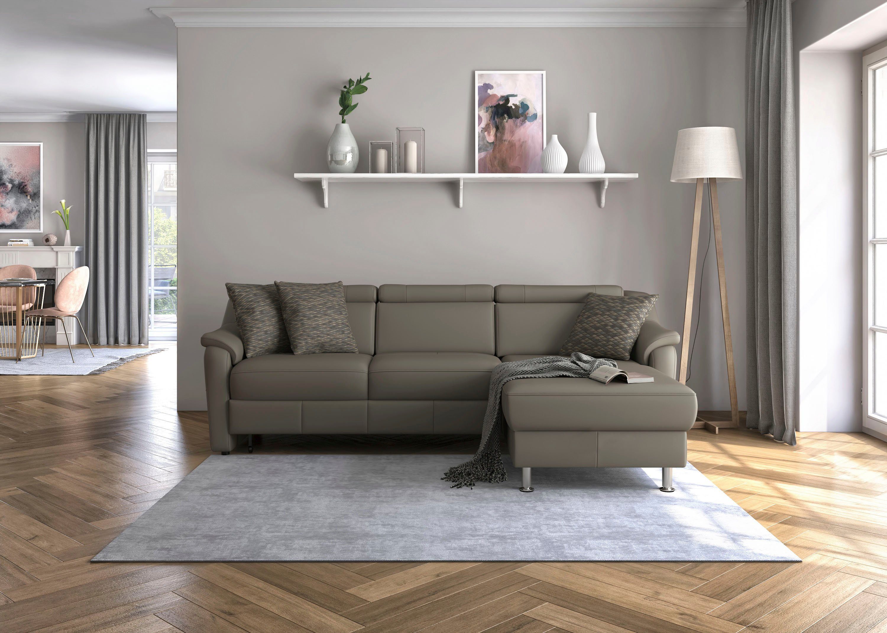 sit&more Hoekbank Freetown L-vorm met verstelbare hoofdsteun en comfortabele binnenvering