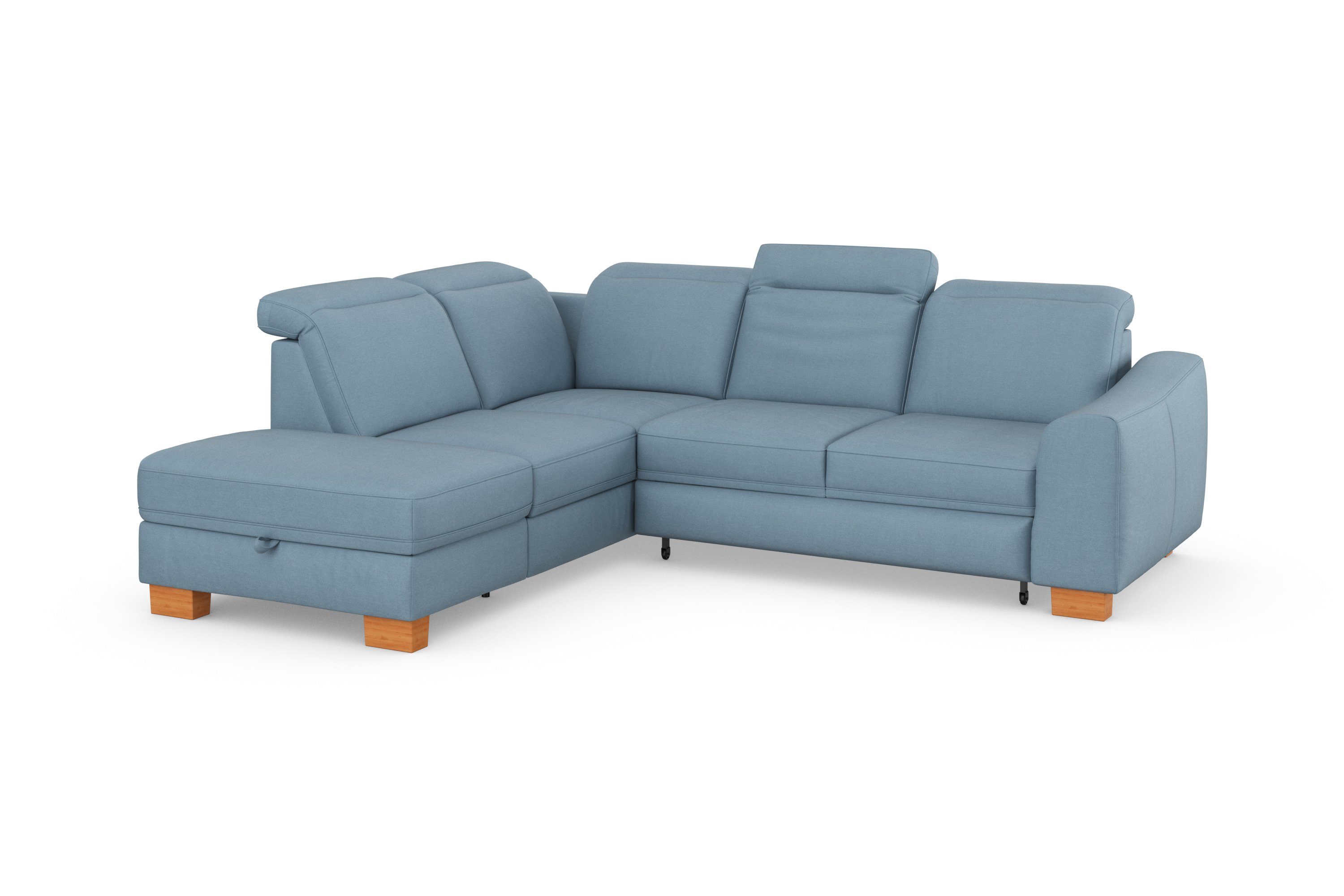 sit&more Hoekbank Dundee L-vorm met binnenvering en massief houten poten, naar keuze met verstelbare hoofdsteun