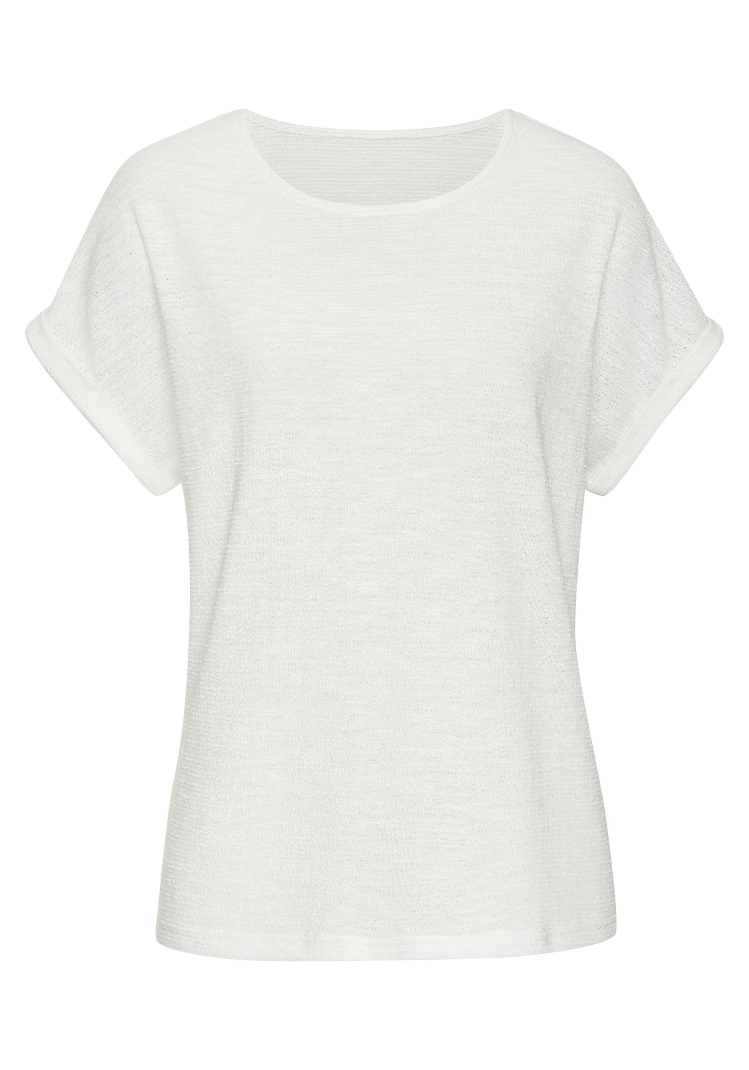Vivance T-shirt Van strijkvrije structuur brei van kreukvrije structuurbrei en met gerecycled polyestervezels (Set van 2)