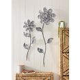home affaire sierobject voor aan de wand bloemen wanddecoratie, van metaal grijs
