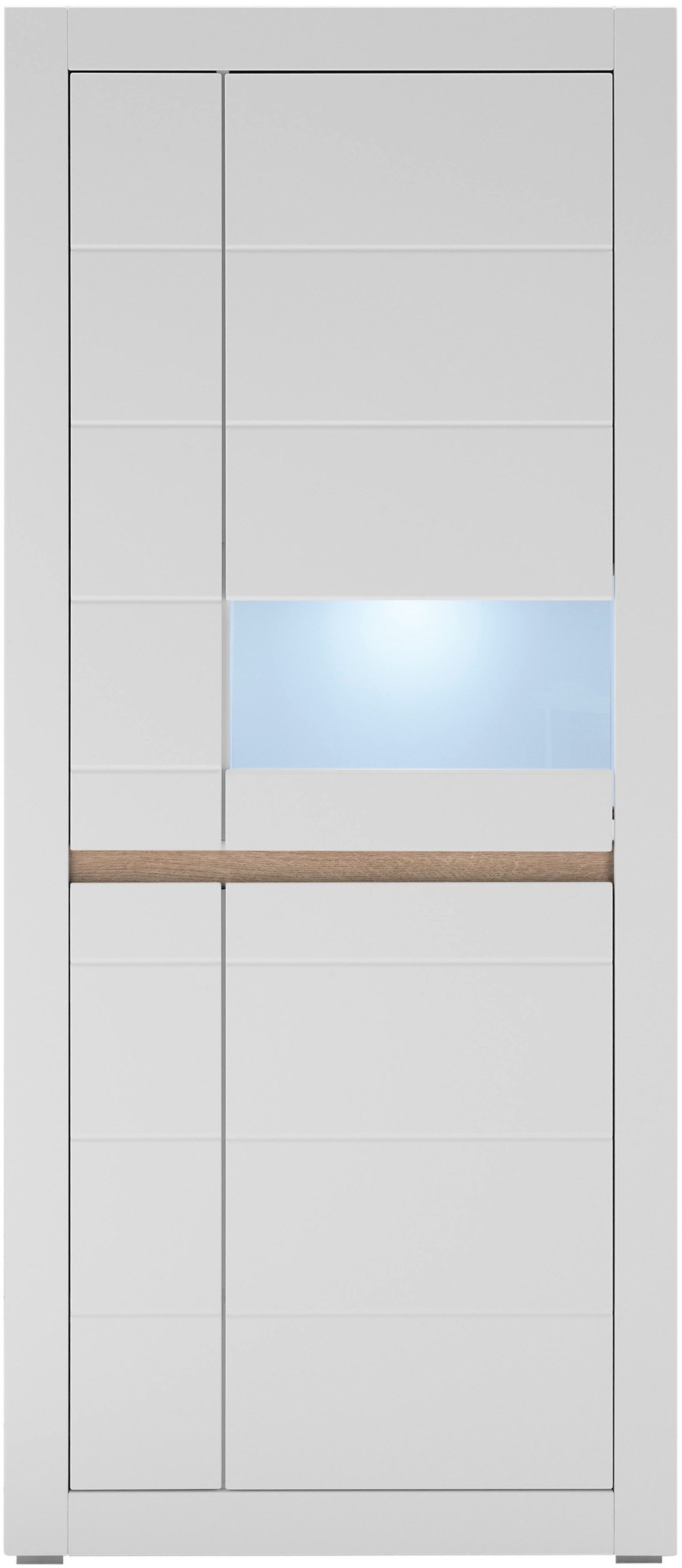INOSIGN Vitrinekast Chester, Hoge kast met opbergruimte, Glazen vitrine, Dressoir, Mat Wit (1 stuk)