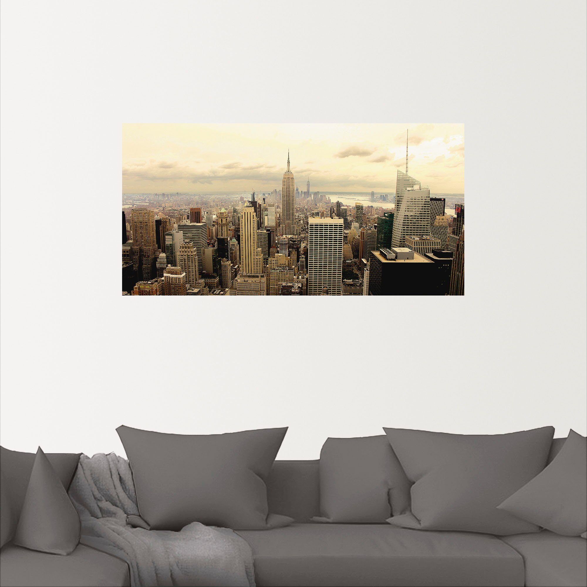 Artland Artprint Skyline Manhattan - New York als artprint van aluminium, artprint voor buiten, artprint op linnen, poster, muursticker