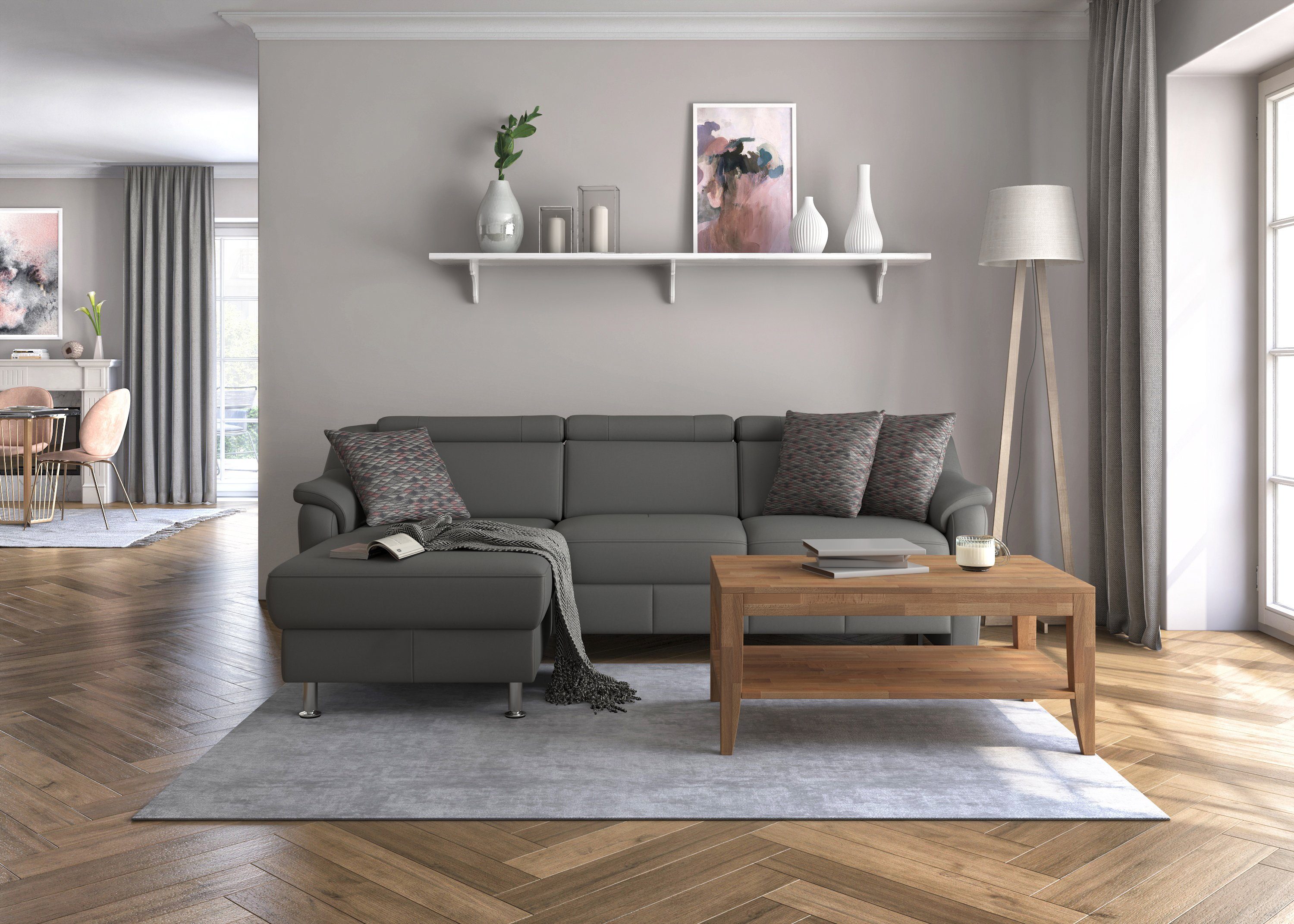 sit&more Hoekbank Freetown L-vorm met verstelbare hoofdsteun en comfortabele binnenvering