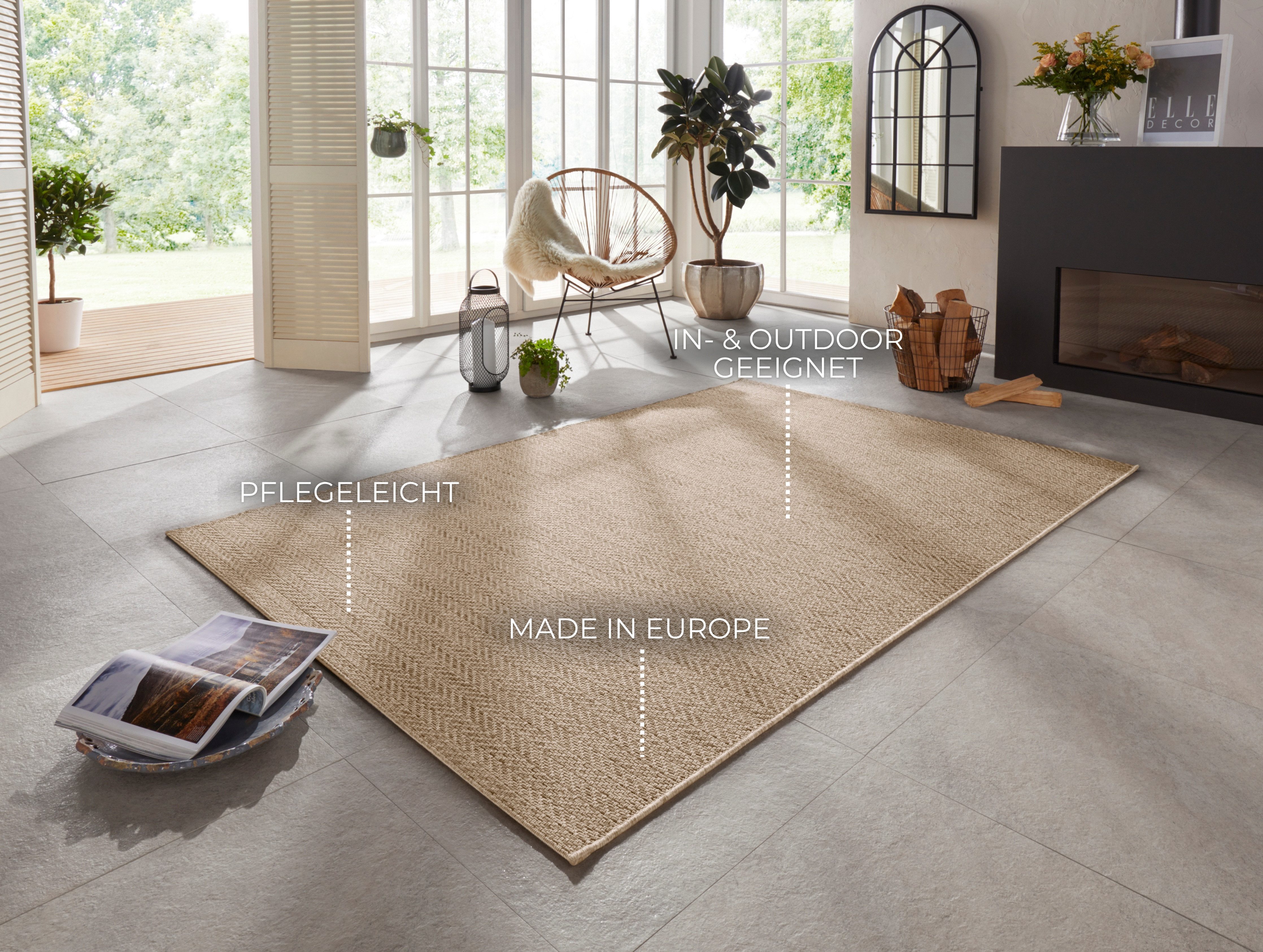 ELLE DECORATION Vloerkleed CAEN Geschikt voor binnen en buiten, weerbestendig, balkon, tuin, woonkamer, waterbestendig