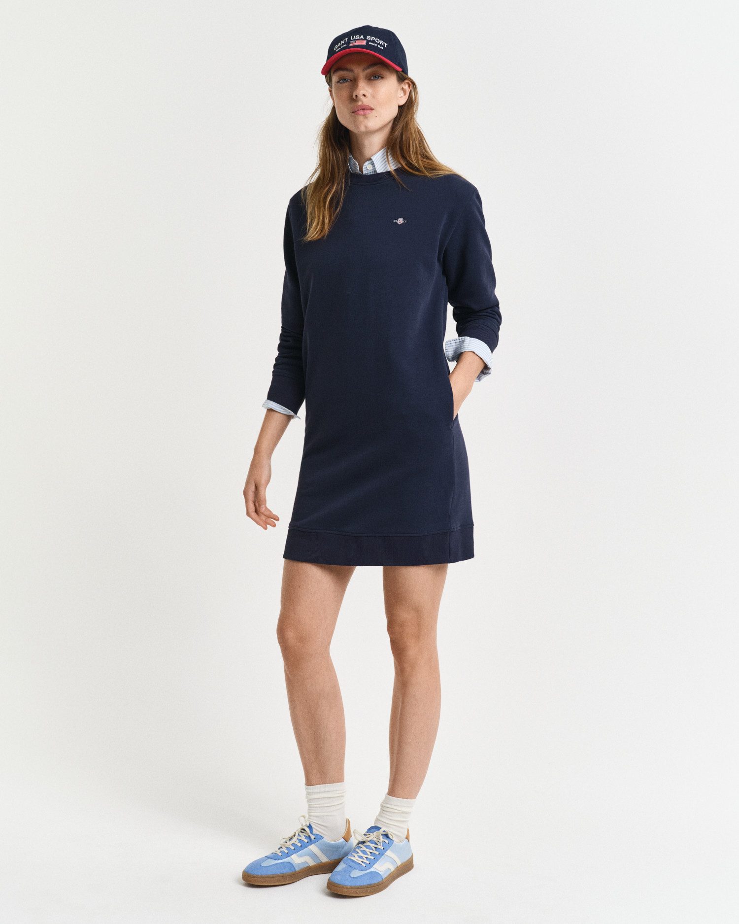 Gant Sweatjurk SHIELD C-NECK SWEAT DRESS Shield sweatjurk met ronde hals