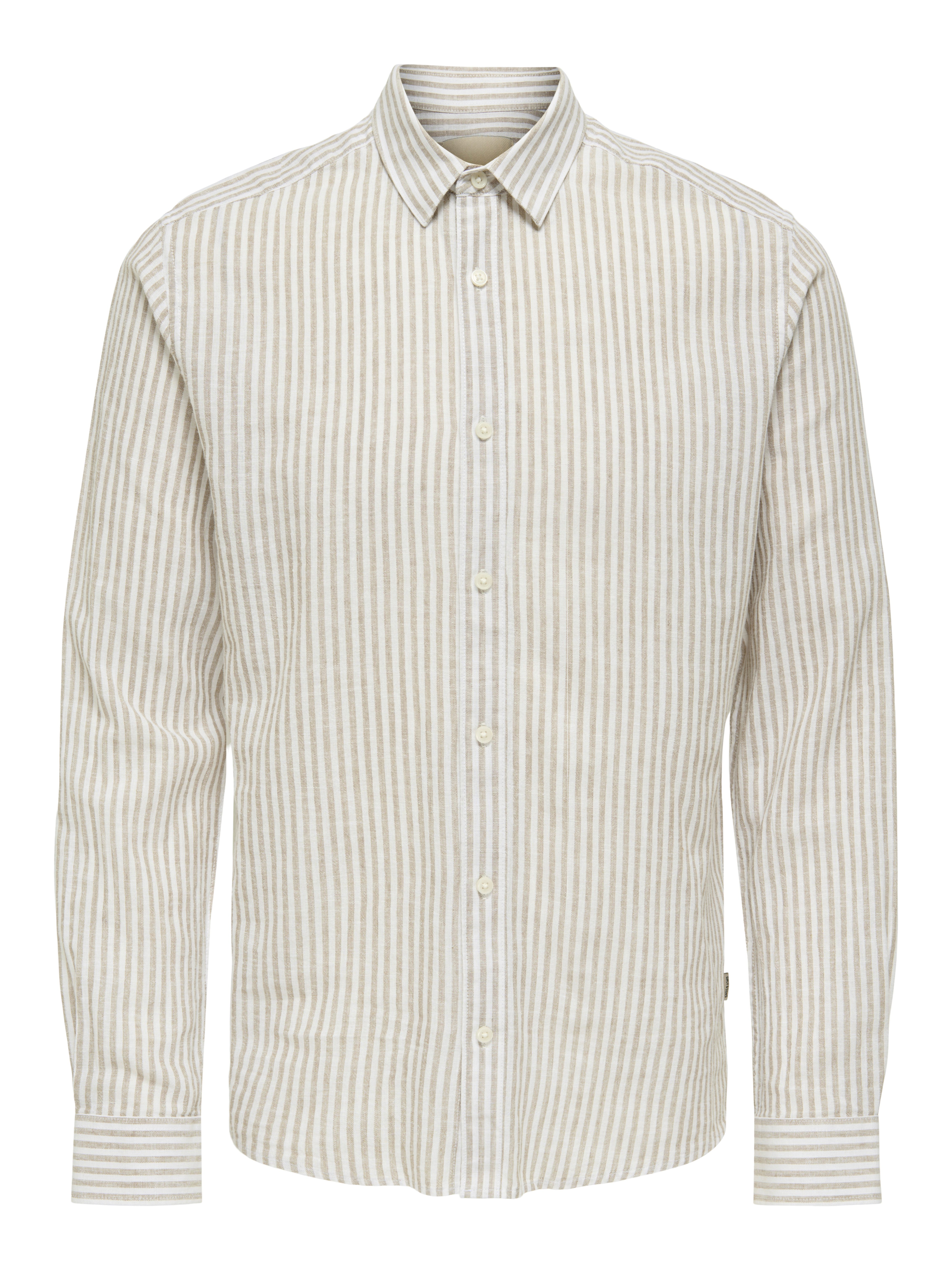 ONLY & SONS Overhemd met korte mouwen ONSCAIDEN LS STRIPE LINEN SHIRT 660 NOOS