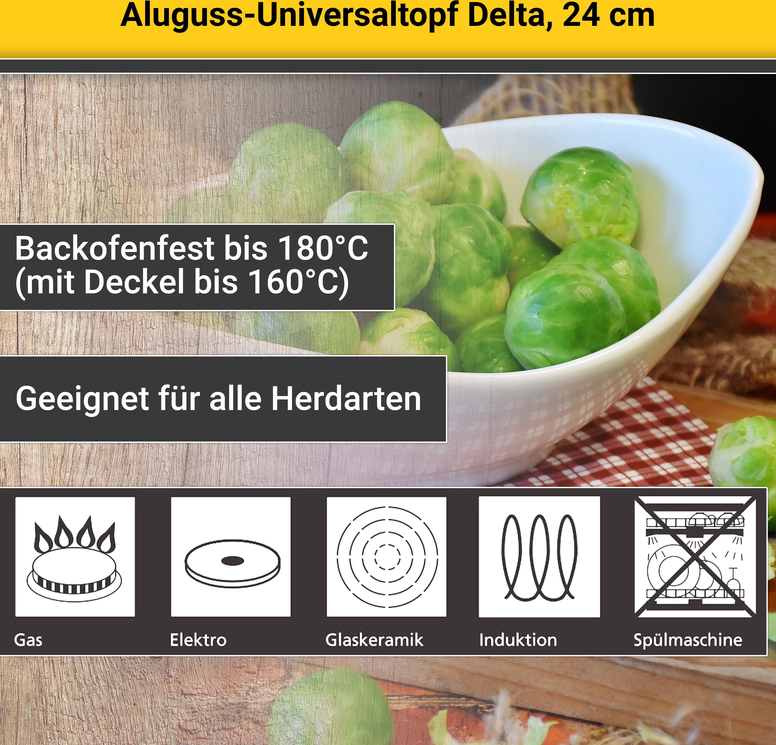 Krüger Kookpan Gietaluminium universele pan met glazen deksel delta, 24 cm
