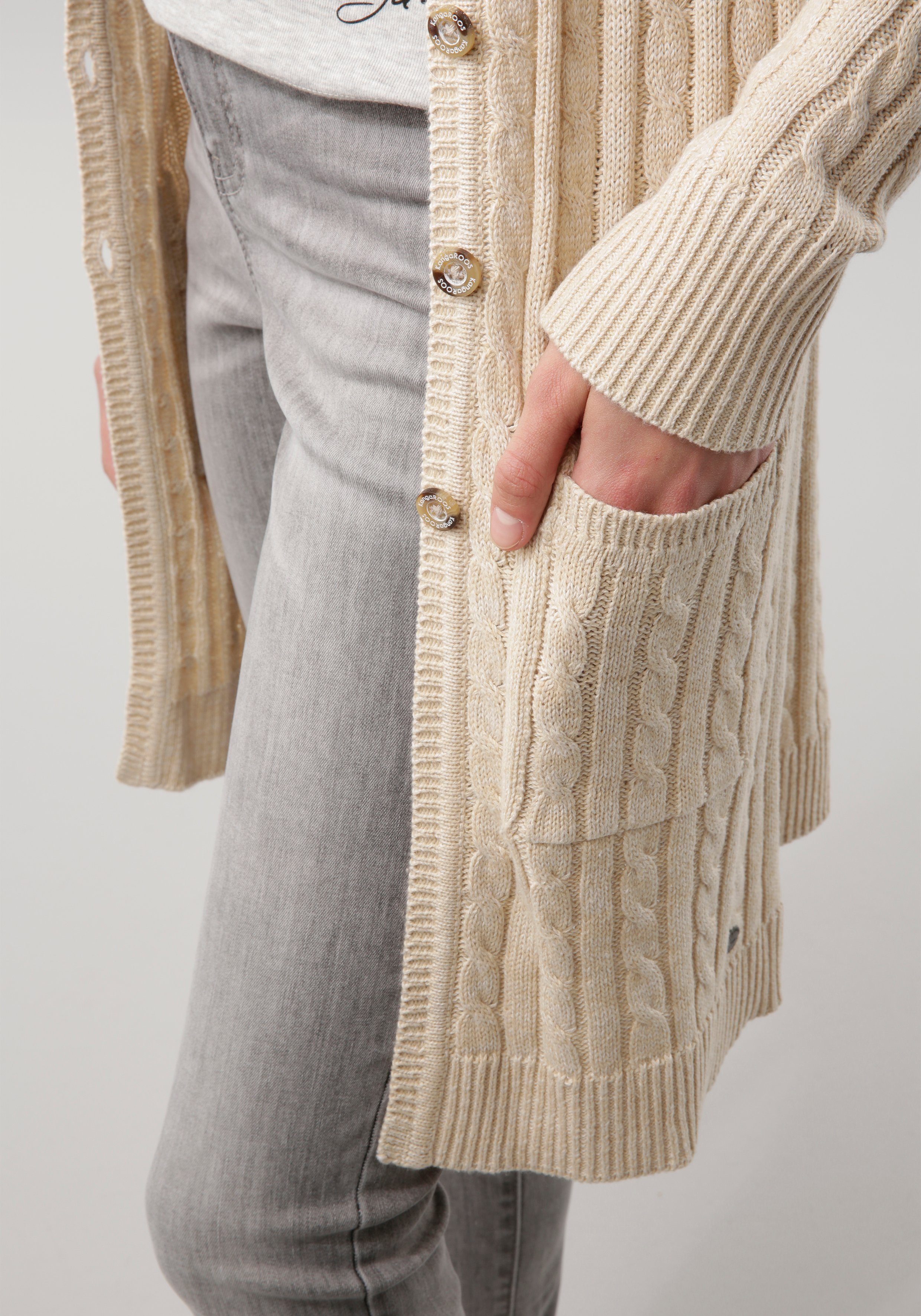 KangaROOS Lang vest met trendy kabelpatroon en zakken