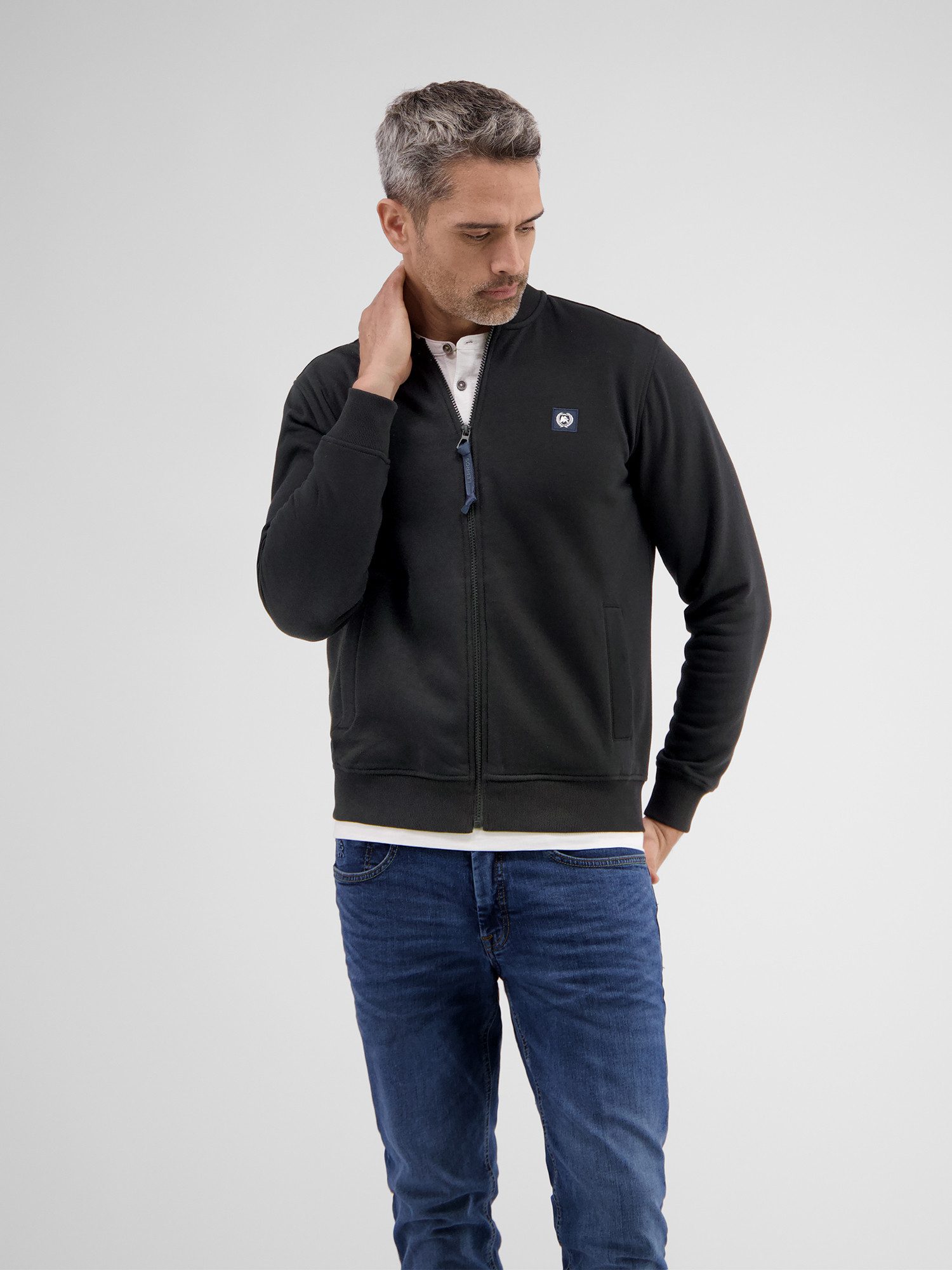 Lerros Sweatvest LERROS sweatshirt jack met collegekraag