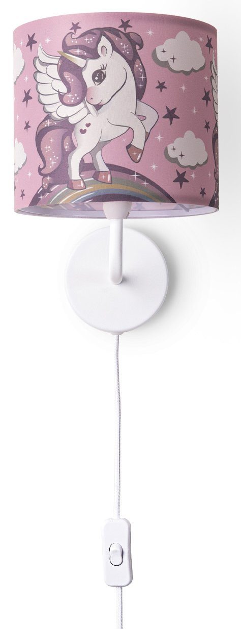 Paco Home Wandlamp Cosmo 213 Kinderlamp met âˆ...18cm eenhoorn regenboog kabellengte 3m E14 plafondlampen