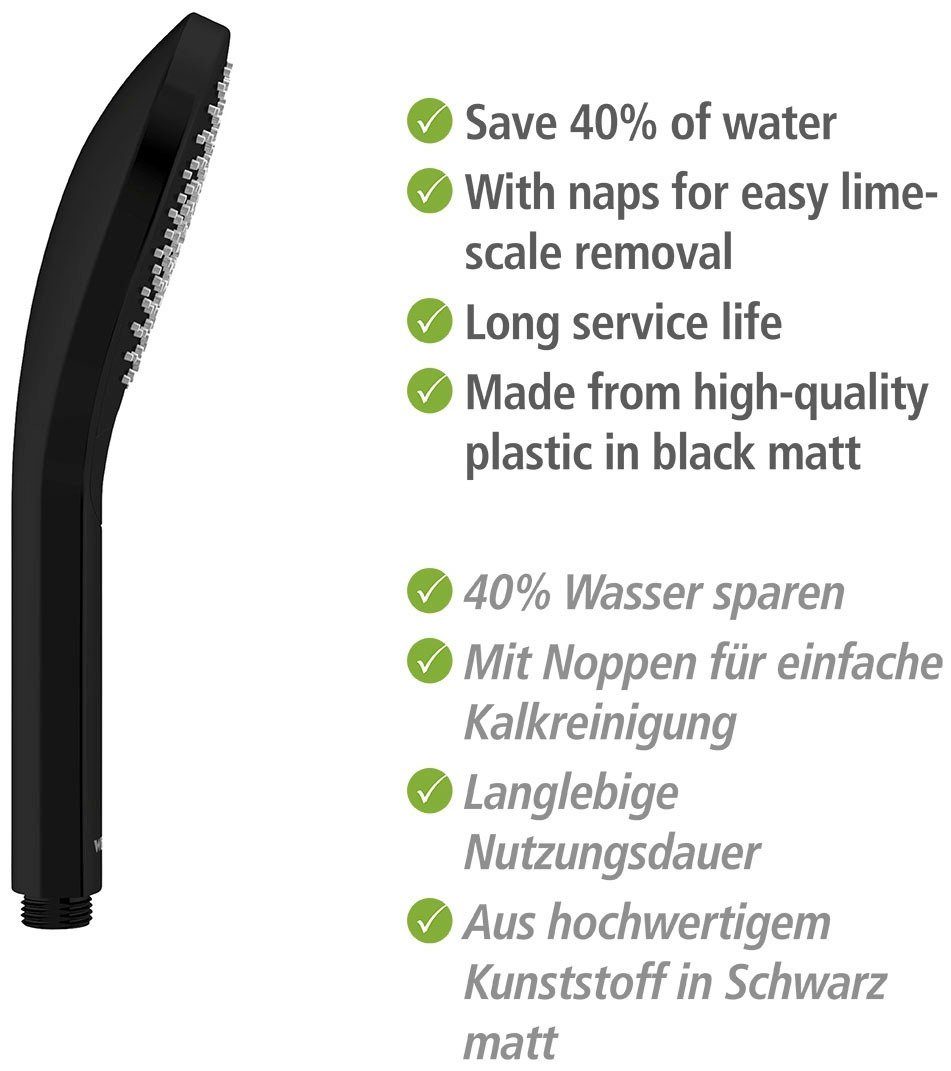 WENKO Handsproeier Watersaving Zwart mat, Ø 12 cm (1-delig)