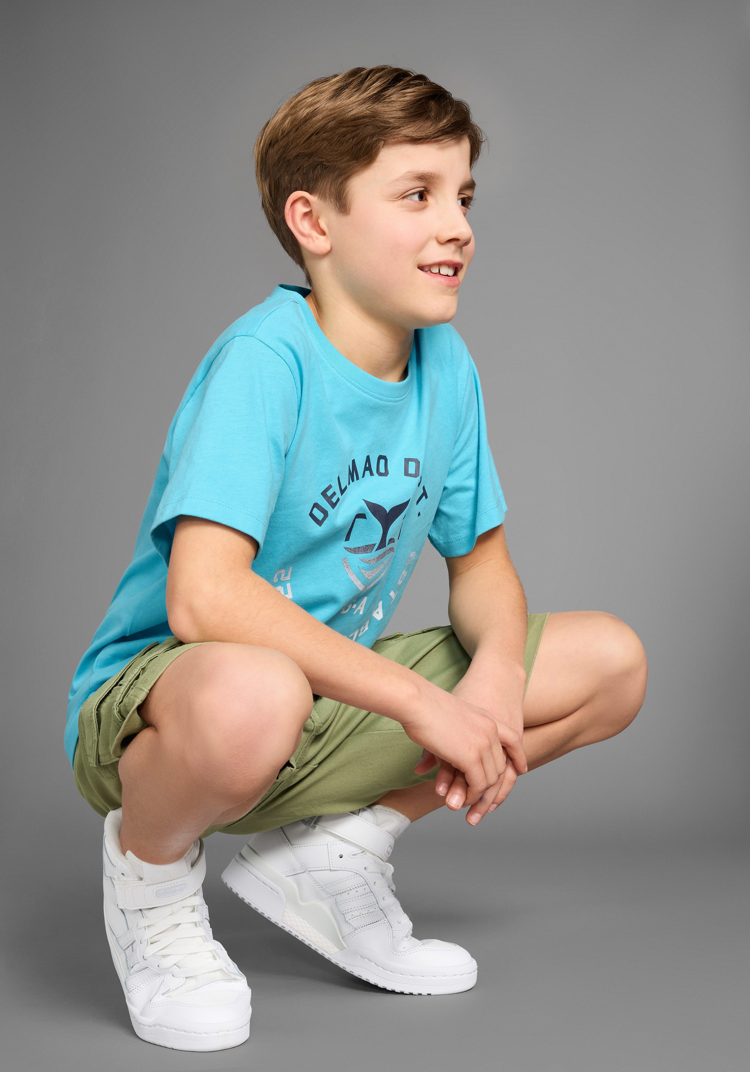 DELMAO T-shirt Met logoprint voor jongens Korte mouwen, basic pasvorm, met logo print, ronde hals