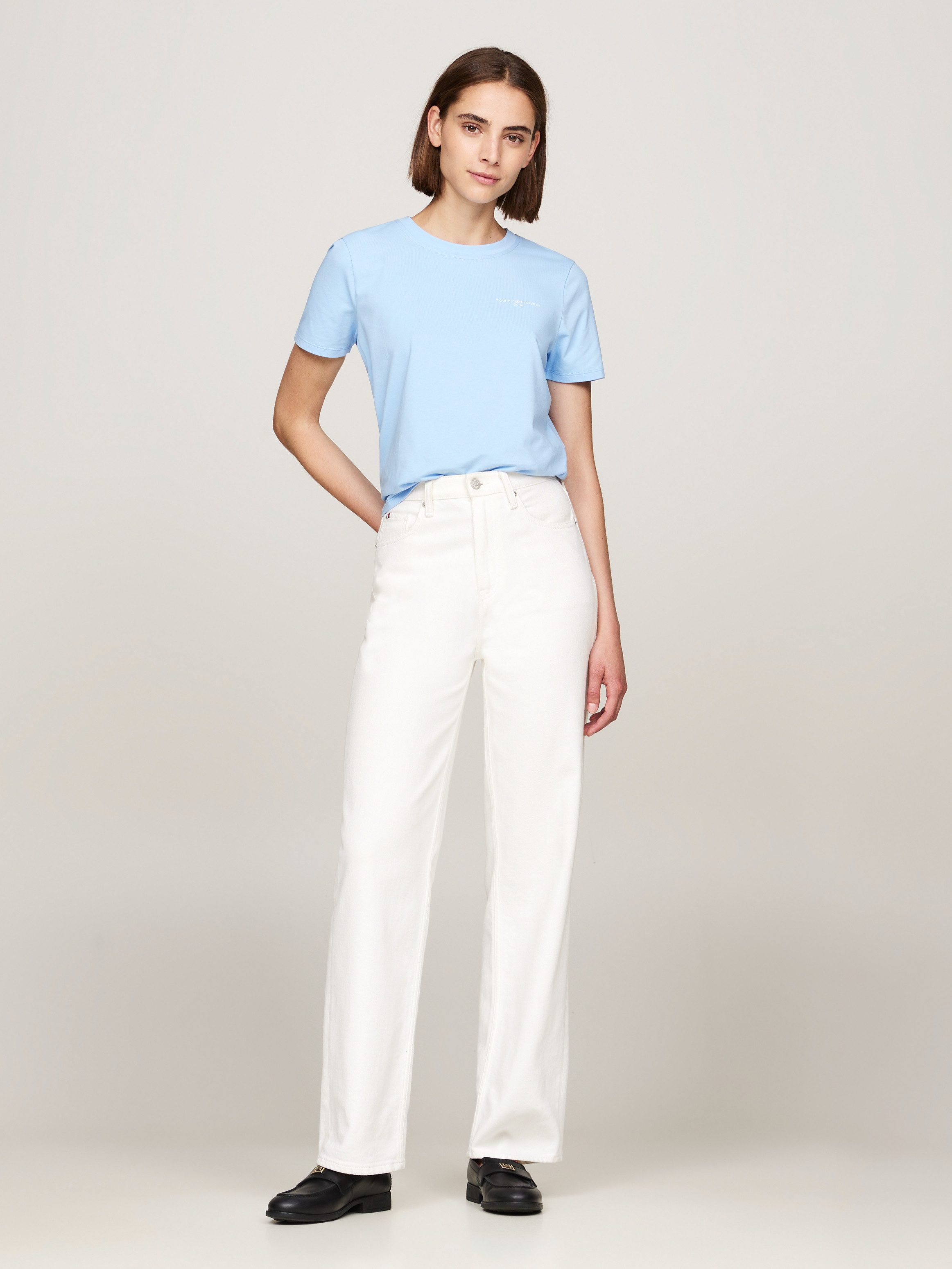 Tommy Hilfiger Shirt met ronde hals 1985 REG MINI CORP LOGO C-NK SS met tommy hilfiger logo en borduursel