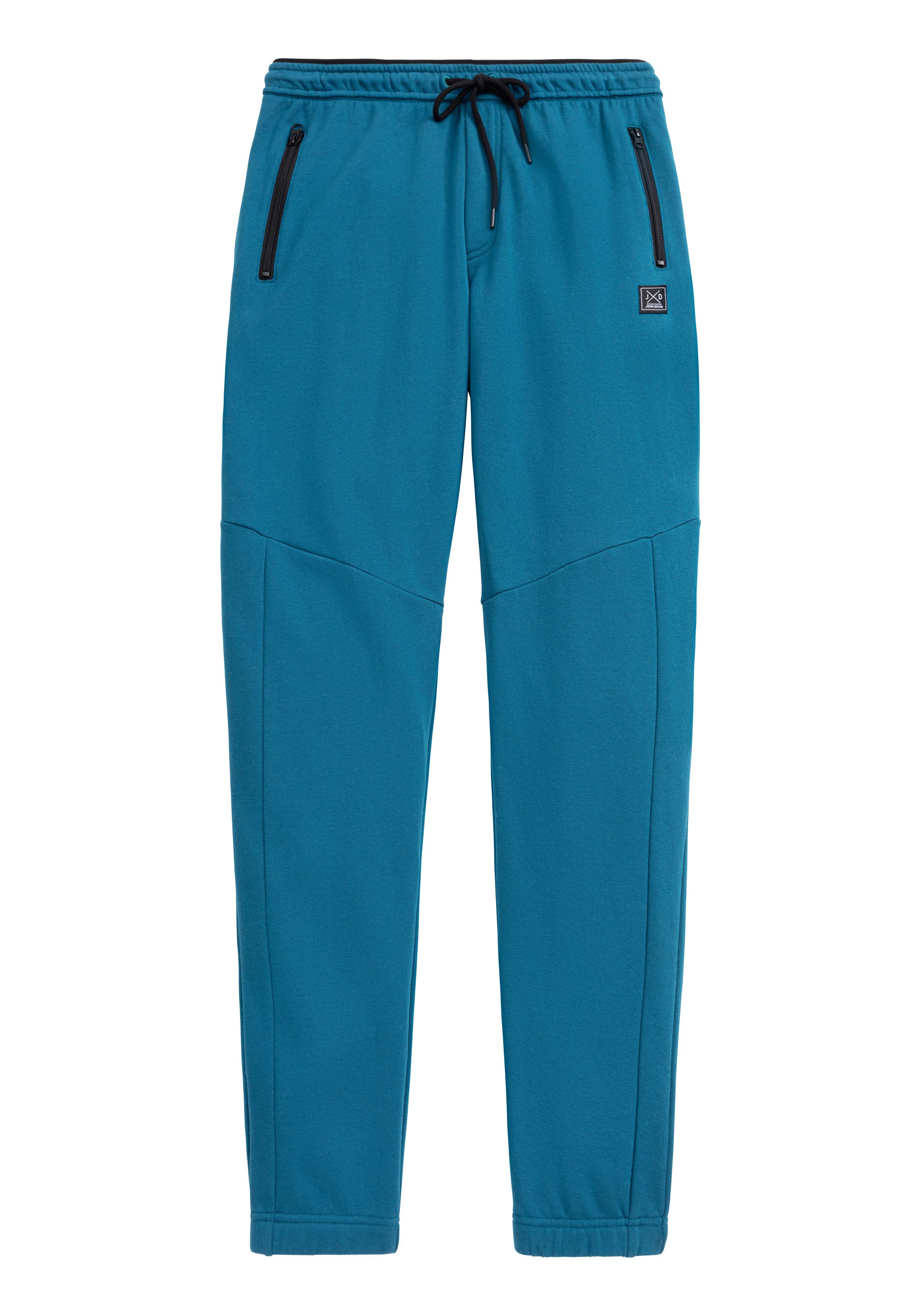 John Devin Sweatbroek Joggingbroek met zijzakken en bindband van katoenmix