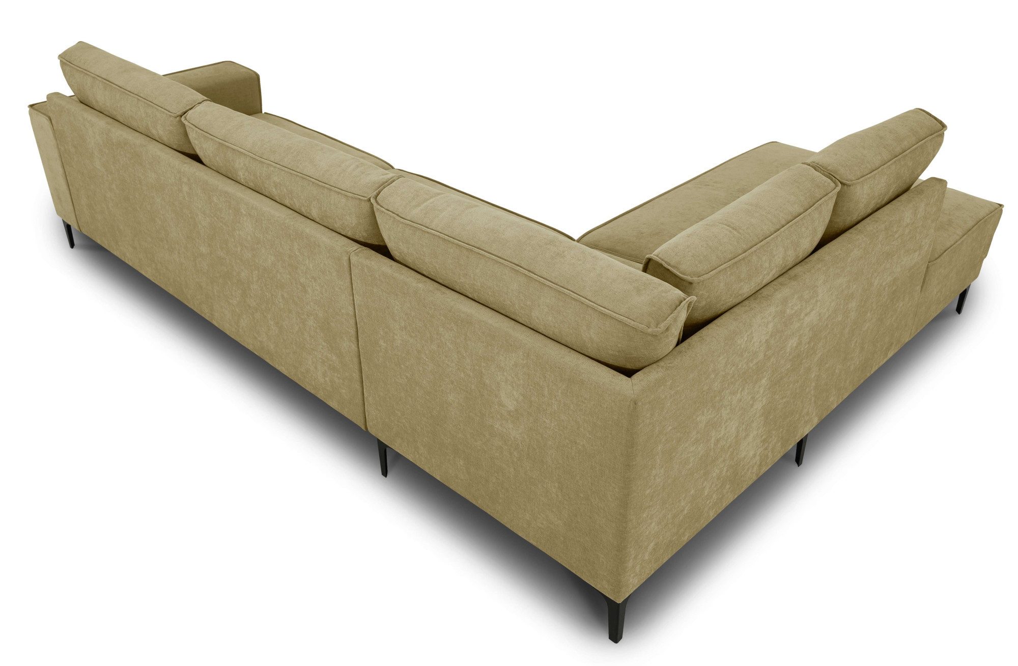 Places of Style Hoekbank Oland, structuur, platweefsel, luxe microvezel, bouclé L-vorm, 289 cm, golfondersteuning, Scandinavisch ontwerp, metalen poten