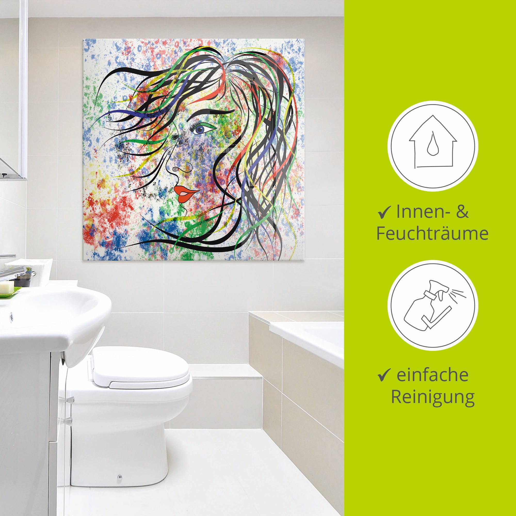 Artland Print op glas Modern portret in verschillende maten
