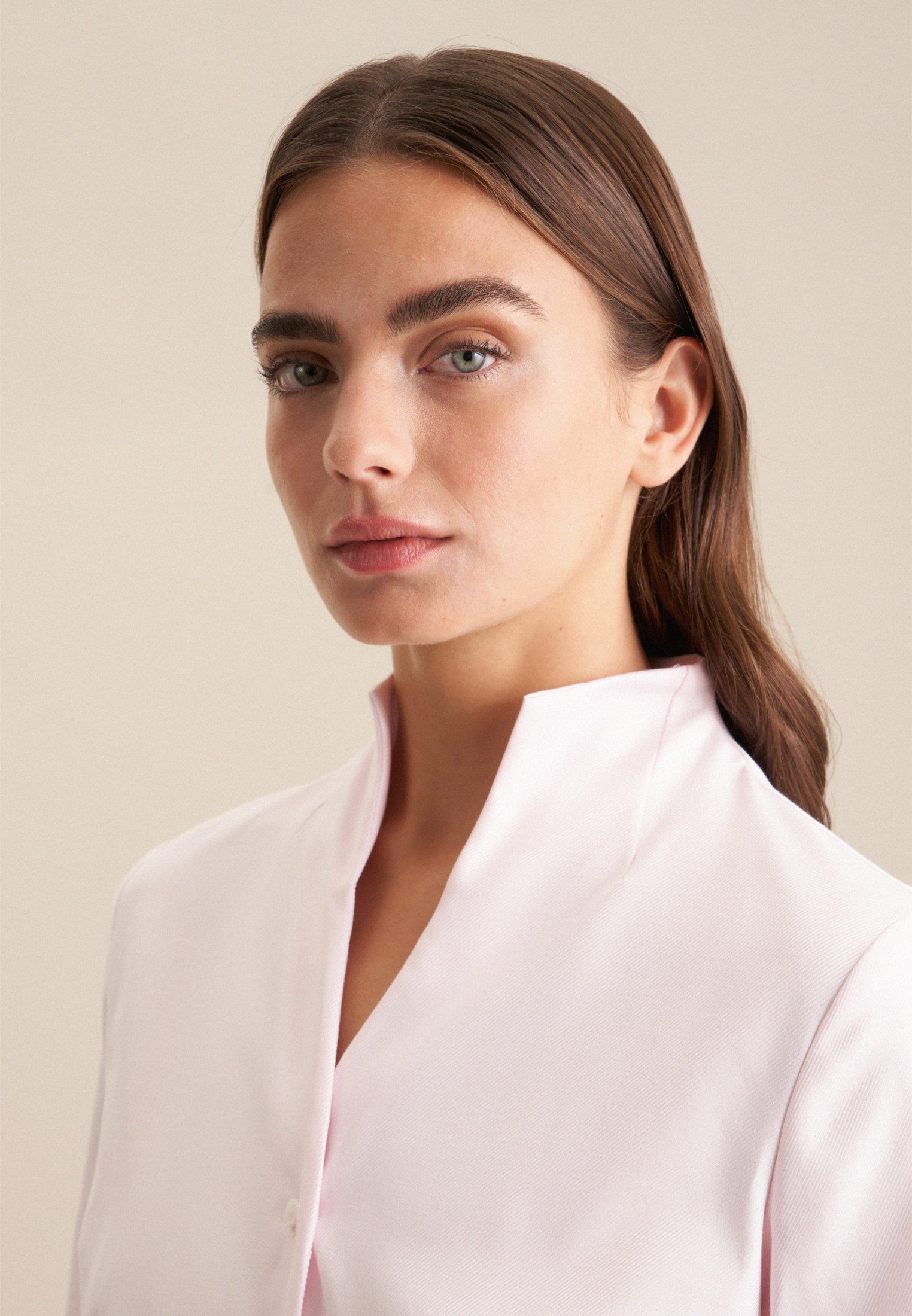 seidensticker Klassieke blouse Zwarte roos Lange mouwen kraag uni