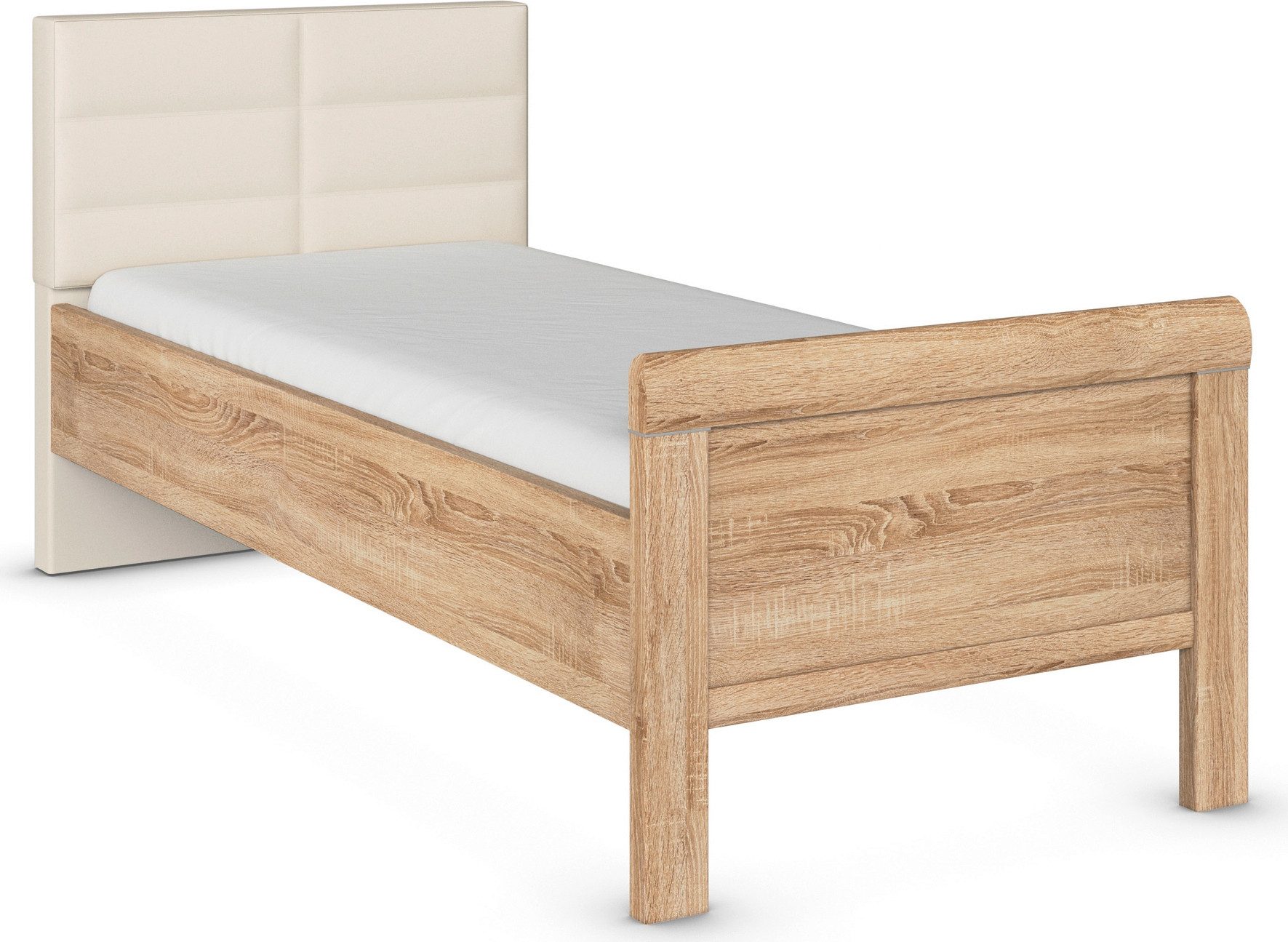 rauch Bed Eenpersoons Stollenbed EVELYN in comfortabele hoogte met gestoffeerd hoofdeinde in elegante stijl made in germany bedden bruin