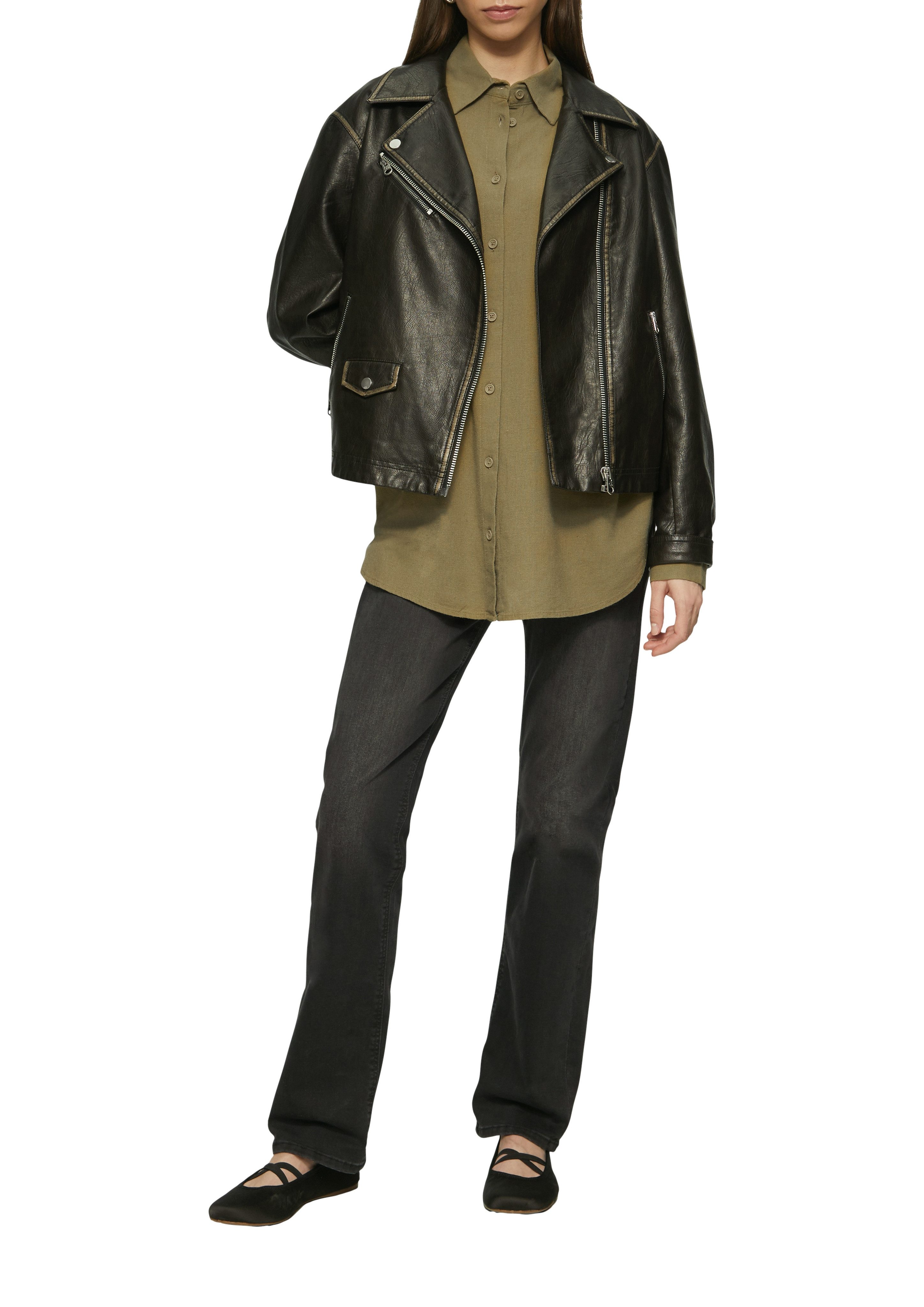 Q/S designed by Blouse met lange mouwen van een linnenmix met viscose