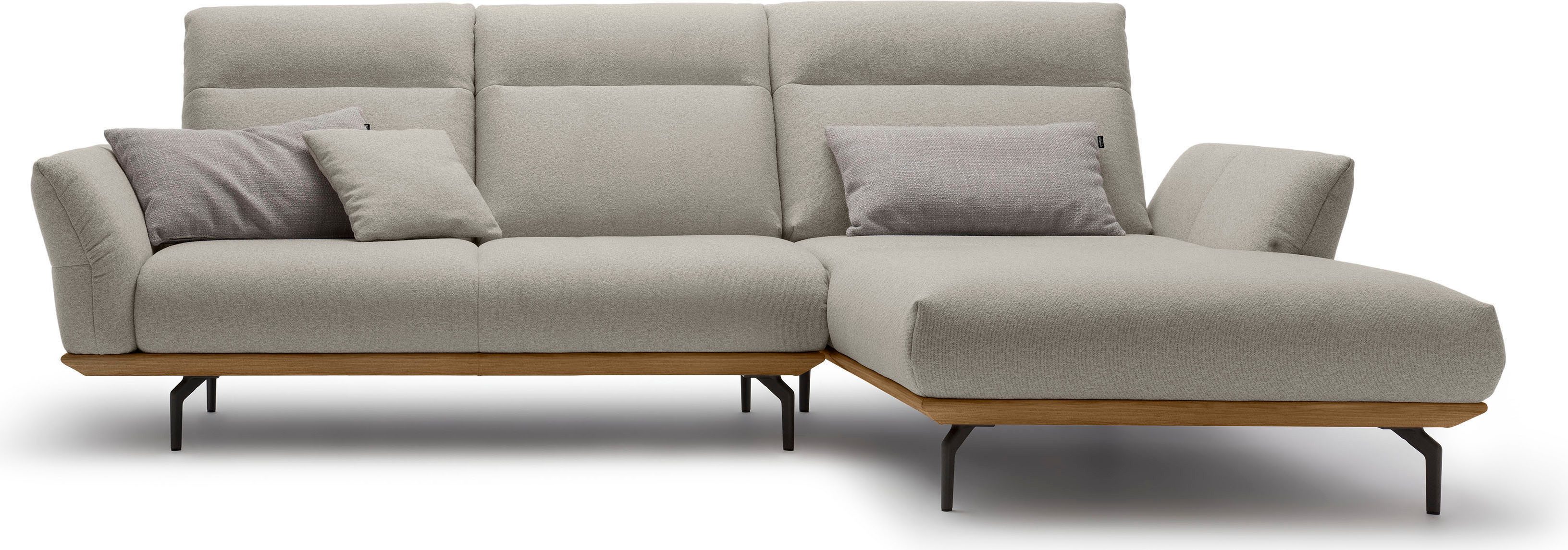 Creation BY ROLF BENZ Hoekbank Hs.460 Sokkel in walnotenhout, onderstel in umbra grijs, breedte 298 cm