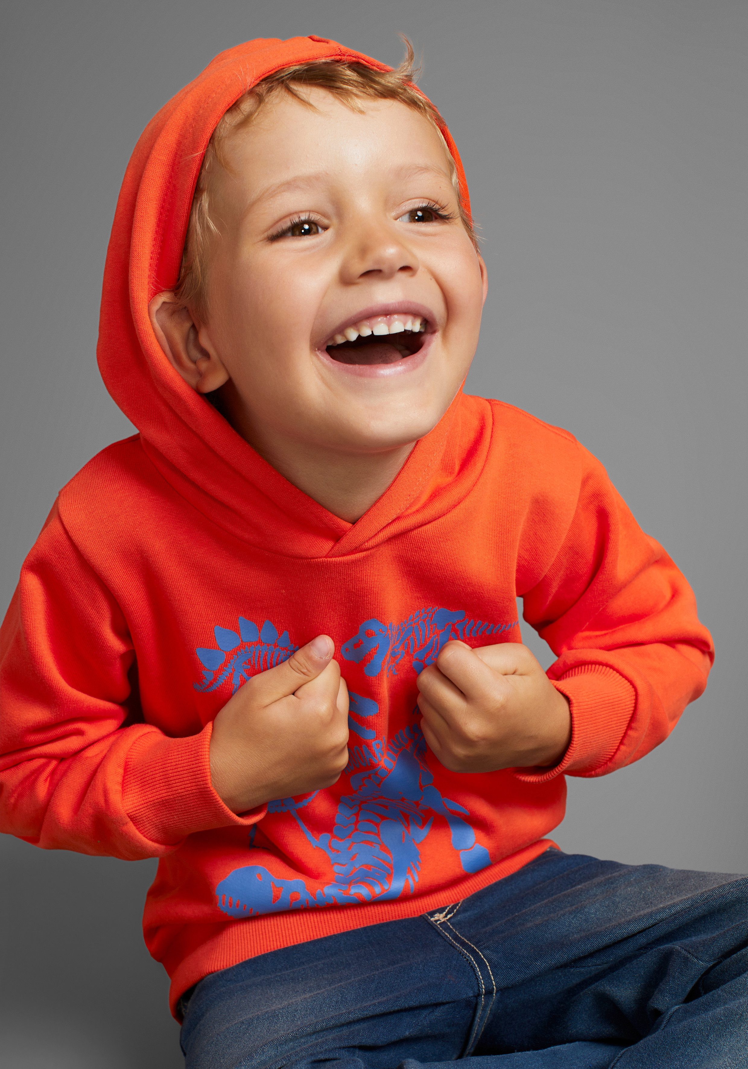 KIDSWORLD Hoodie Dino Lange mouwen, basic pasvorm, met stijlvolle print, van katoen