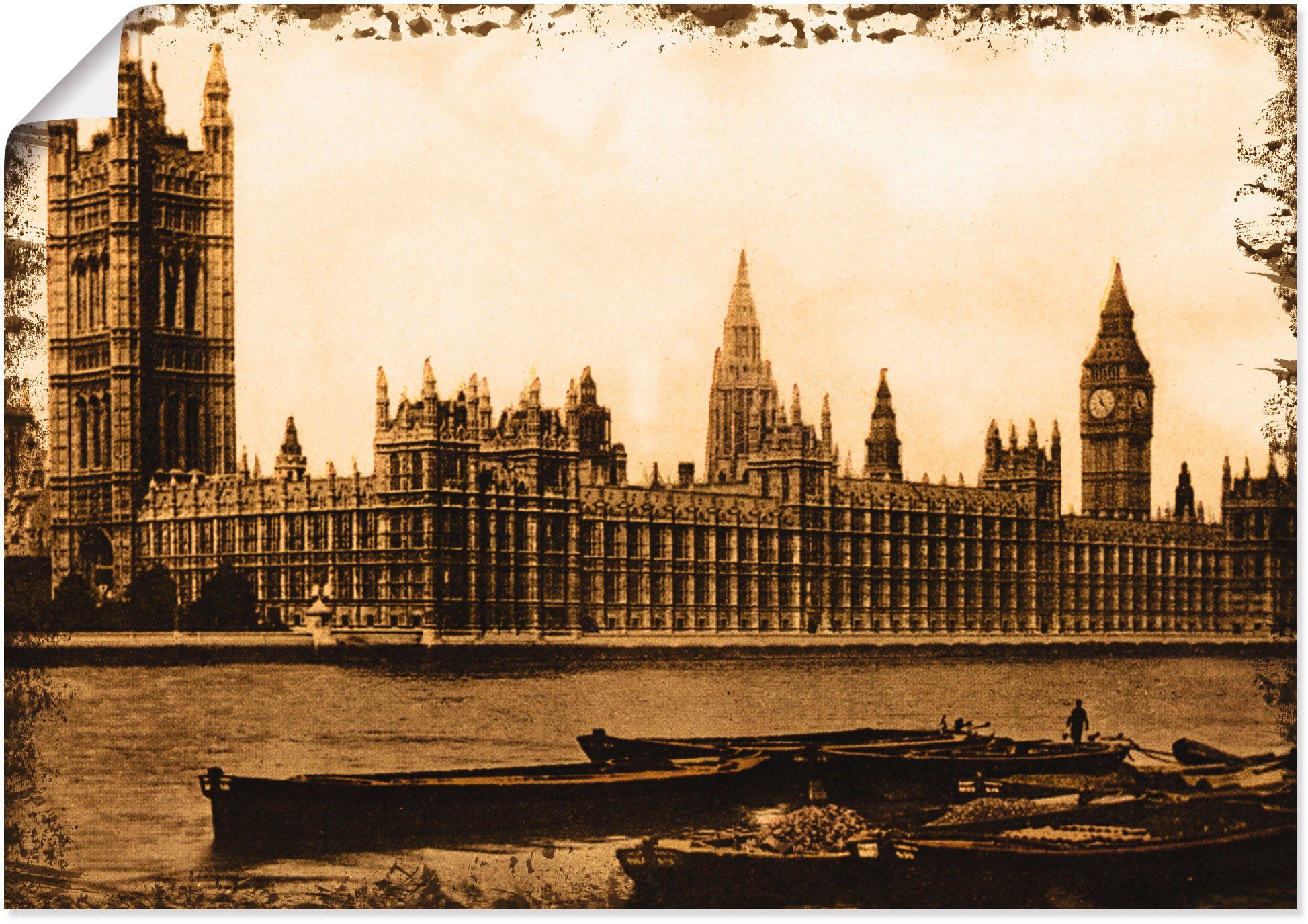Artland Artprint Londen: House of Parliament in vele afmetingen & productsoorten -artprint op linnen, poster, muursticker / wandfolie ook geschikt voor de badkamer (1 stuk)