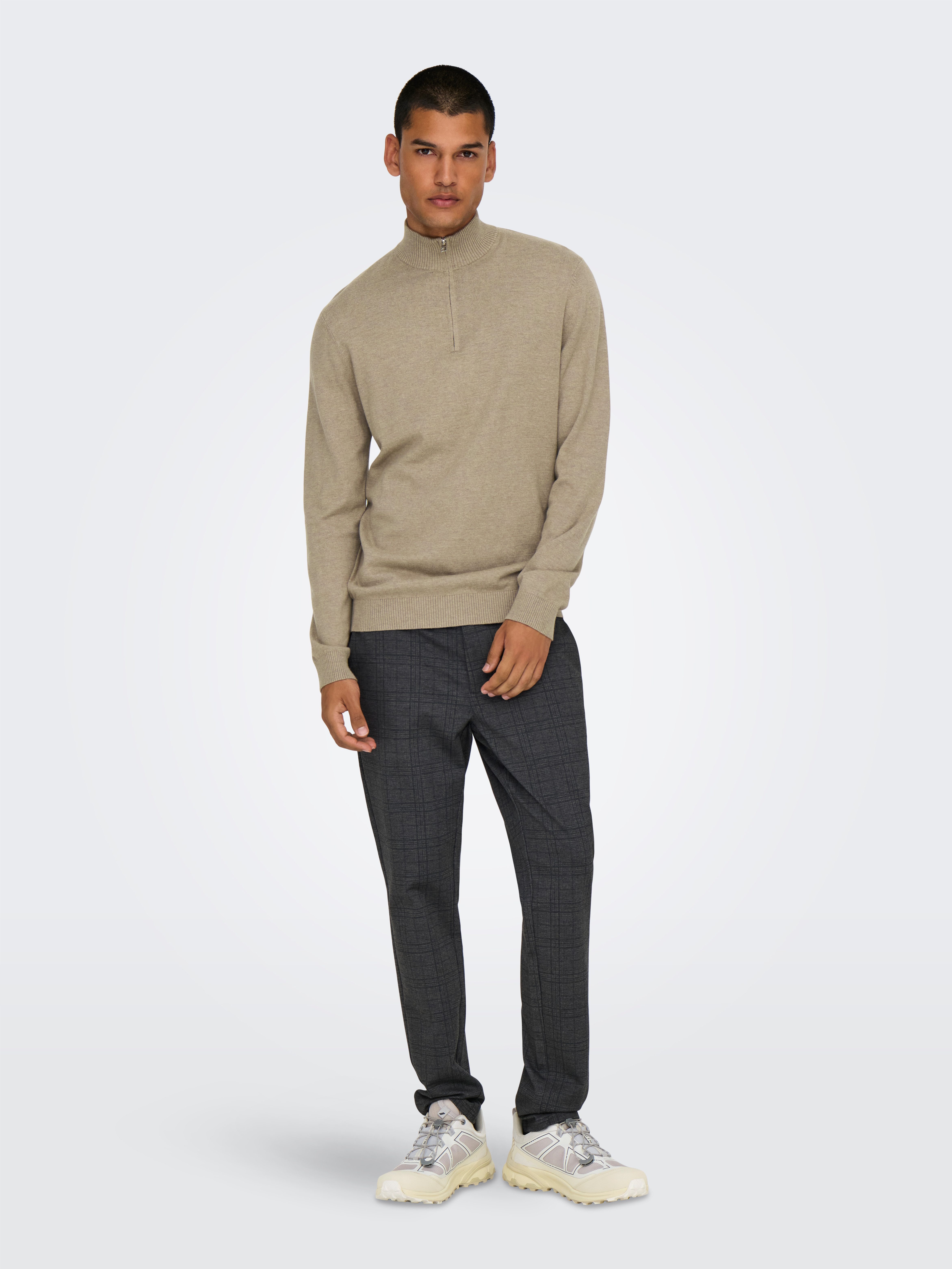 ONLY & SONS Schipperstrui ONSLOUI REG 12 MEL HALF ZIP KNIT NOOS
