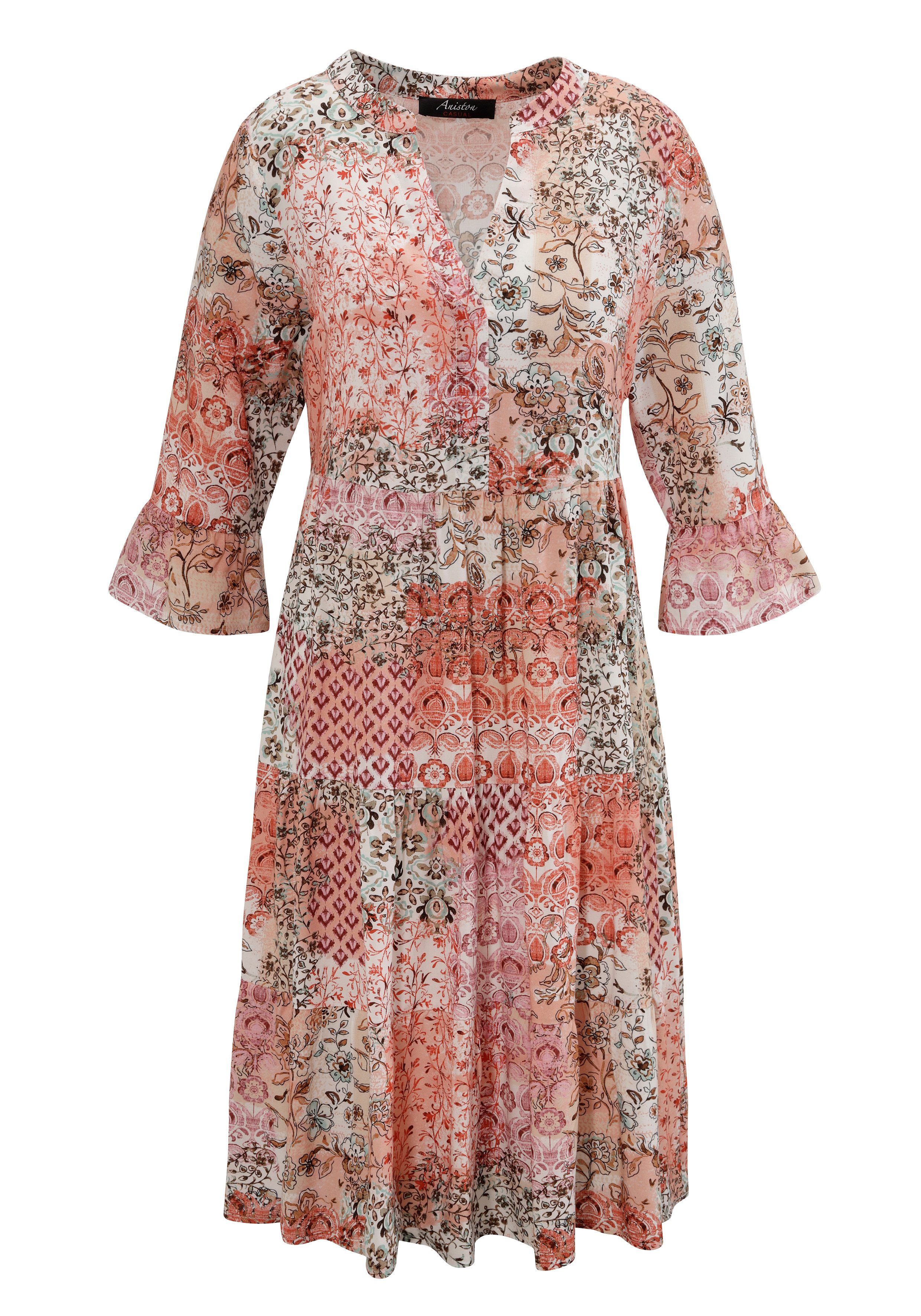 Aniston CASUAL Blousejurk in kleurharmonieuze patroon-mix, elk stuk een uniek stuk - nieuwe collectie