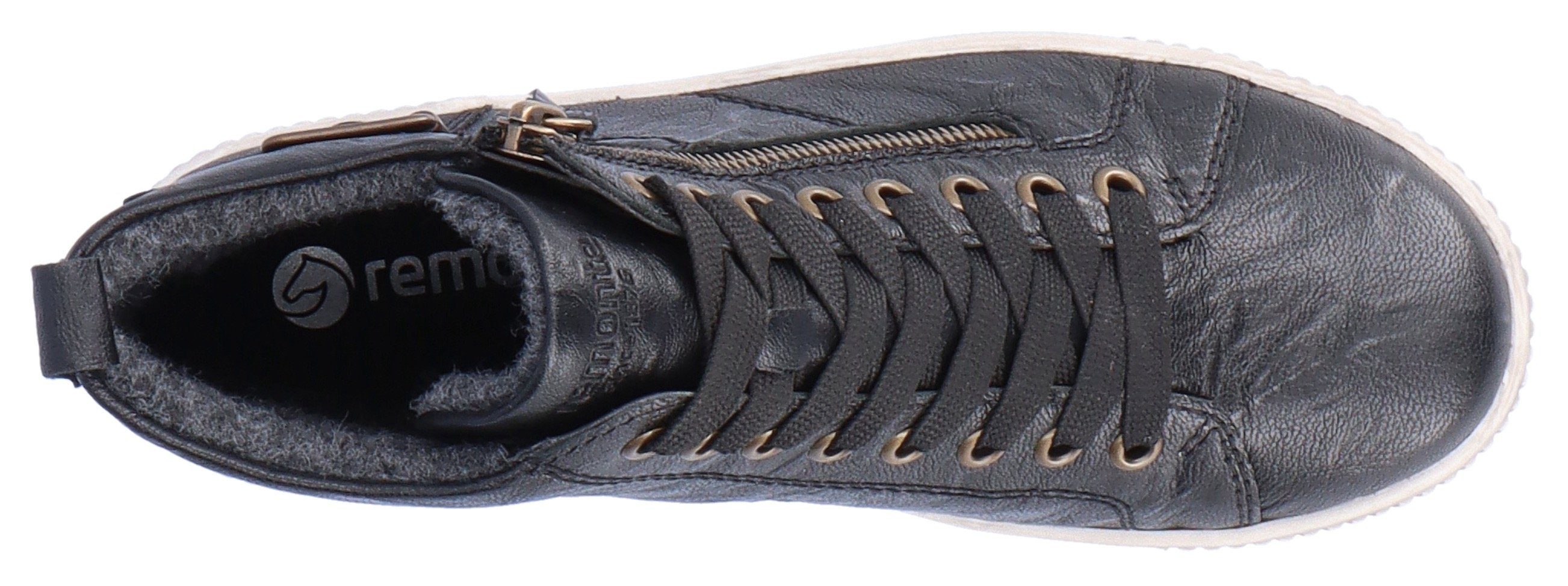 Remonte Plateausneakers , vrijetijdsschoen, high-top sneaker, veterschoen met trendy siergesp