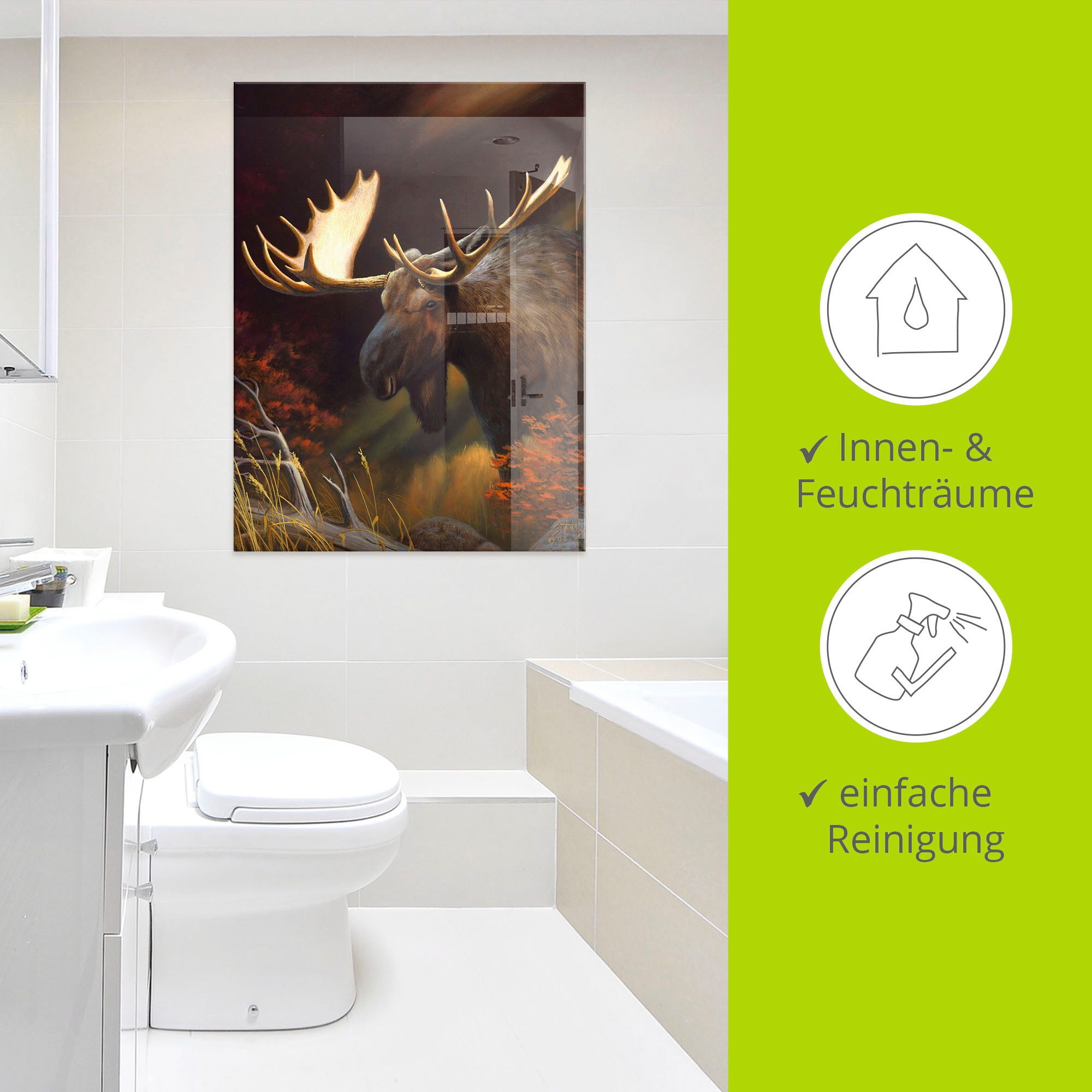 Artland Print op glas Eland foto in verschillende maten