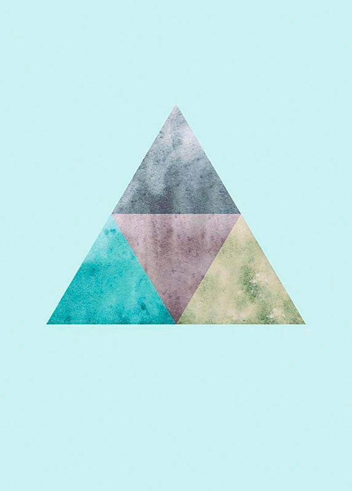 Komar Poster Triangles top blue Hoogte: 50 cm