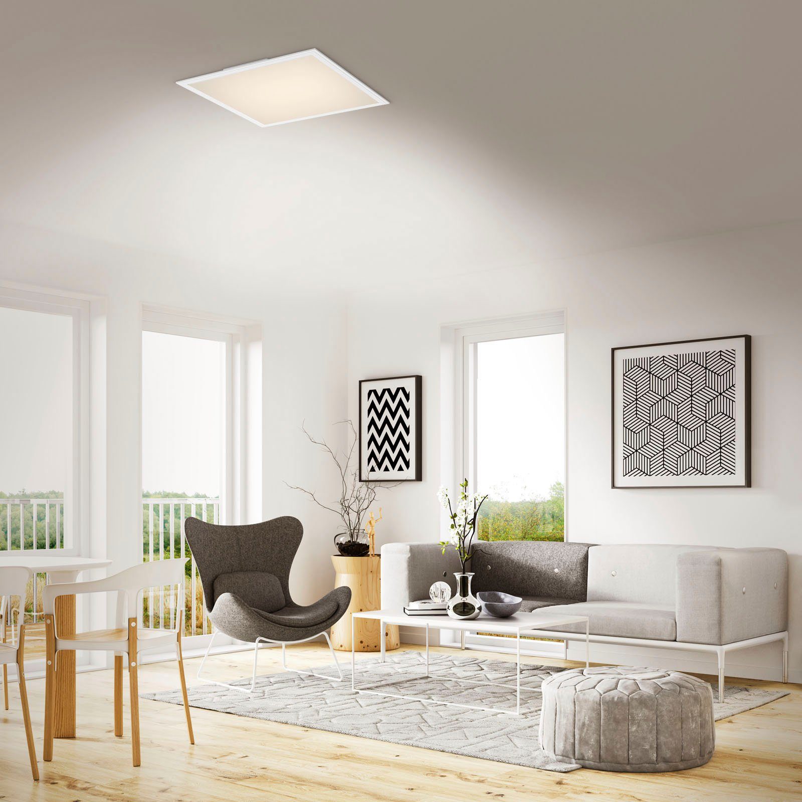 Briloner Leuchten Led-paneel 7152016 Colour Plafondlamp, 45x45x7 cm, wit, 24W, woonkamer, slaapkamer, keuken