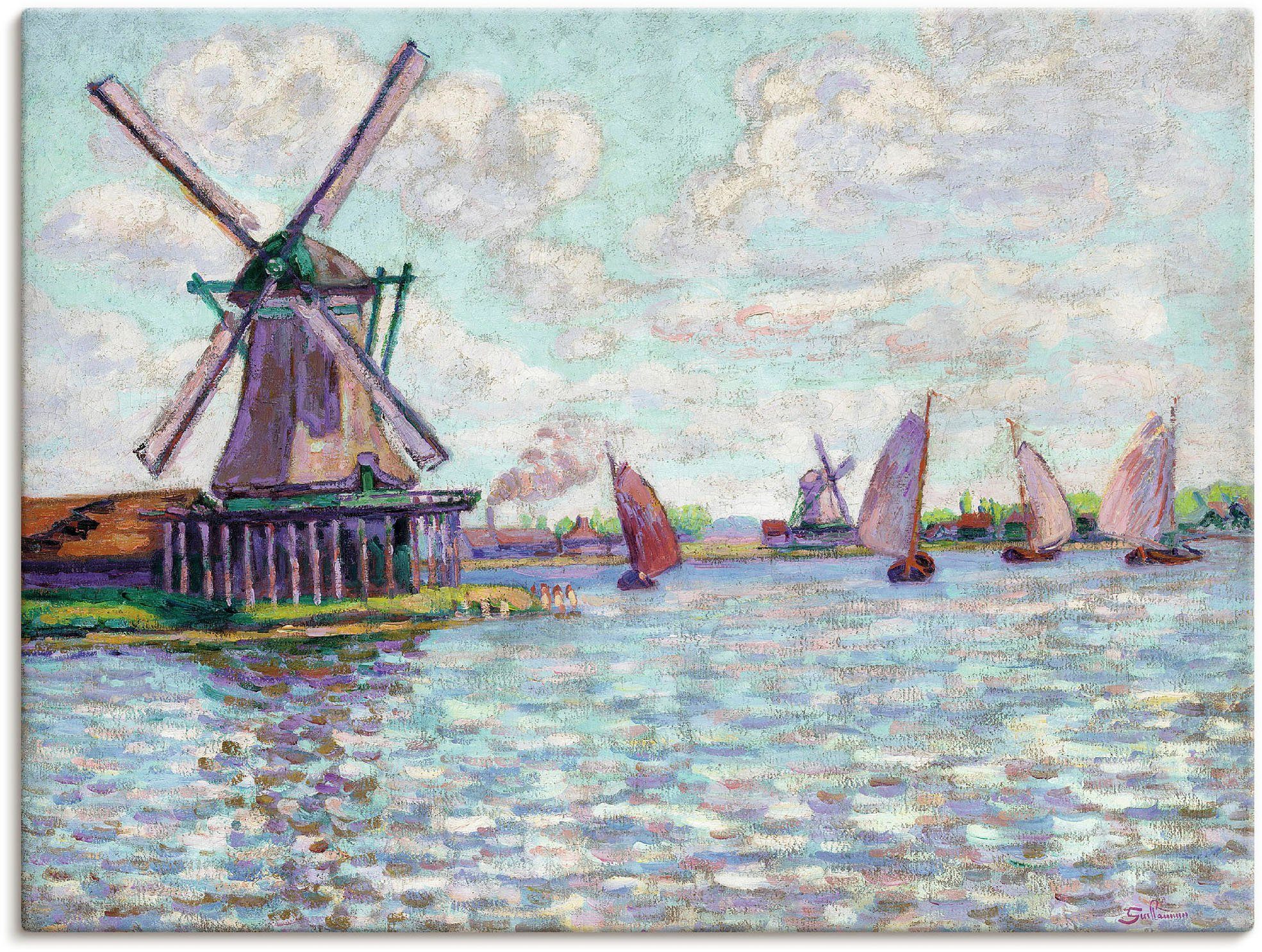 Artland Artprint Windmolens in Nederland. Omstreeks 1904 in vele afmetingen & productsoorten -artprint op linnen, poster, muursticker / wandfolie ook geschikt voor de badkamer (1 s