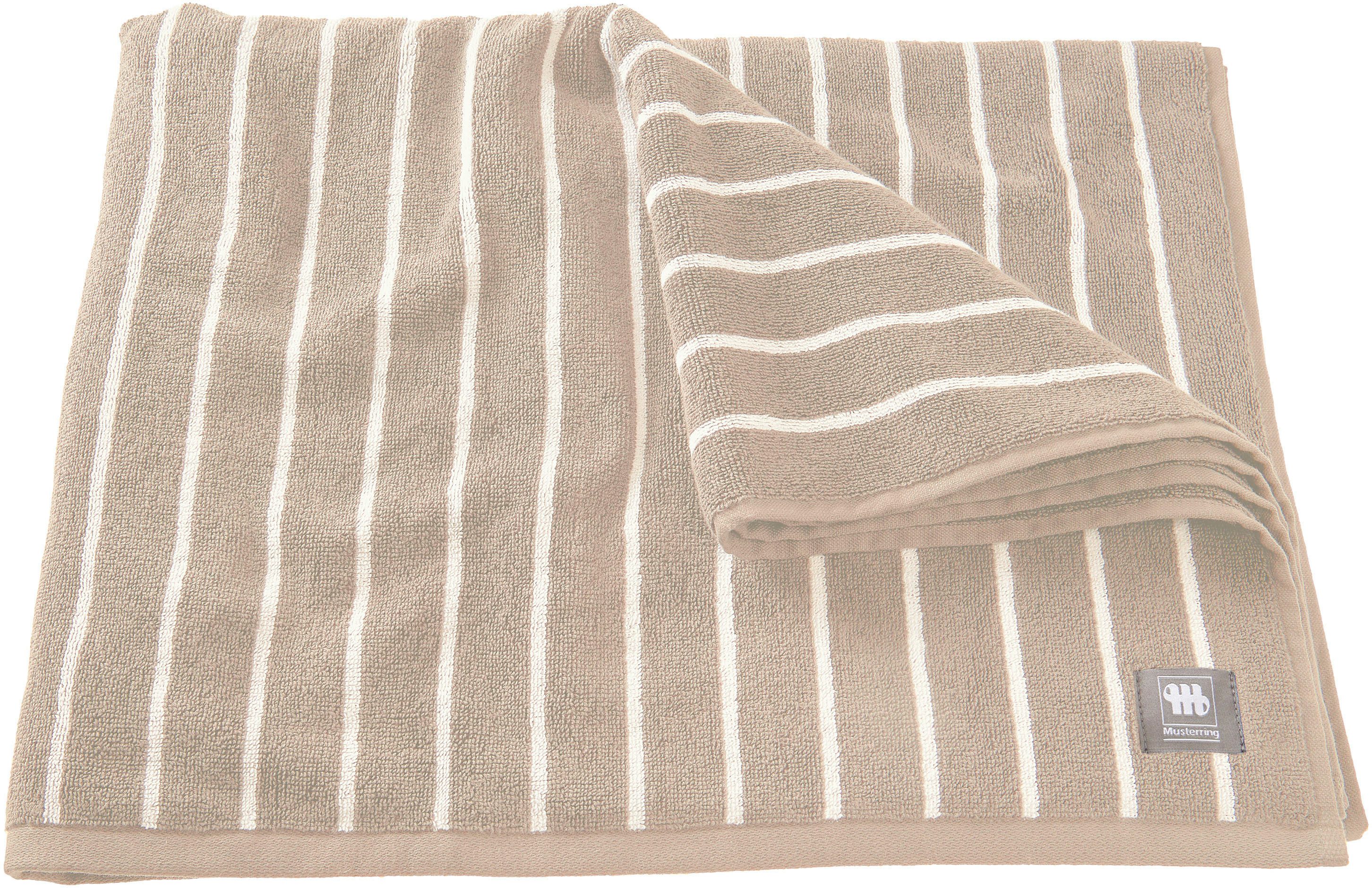 Musterring Badlaken Needlestripe huidvriendelijk, super zacht (1 stuk) handdoeken maat 100 cm x 150 cm beige
