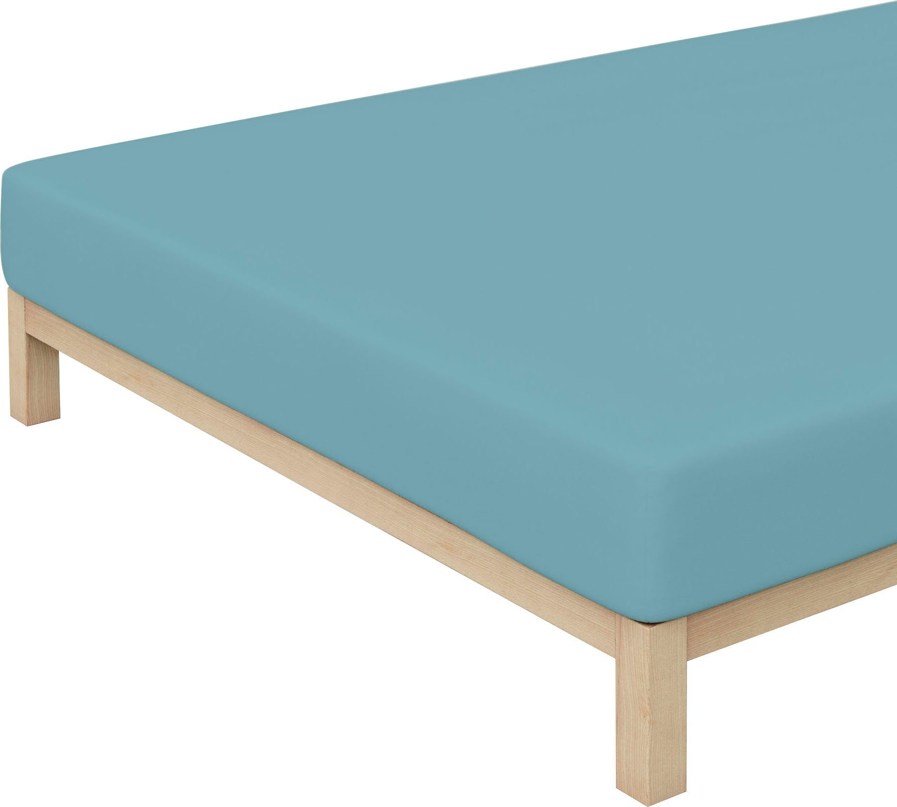 Schlafgut Hoeslaken Premium Zero Waste verpakking, PREMIUM kwaliteit (1 stuk) hoeslakens blauw