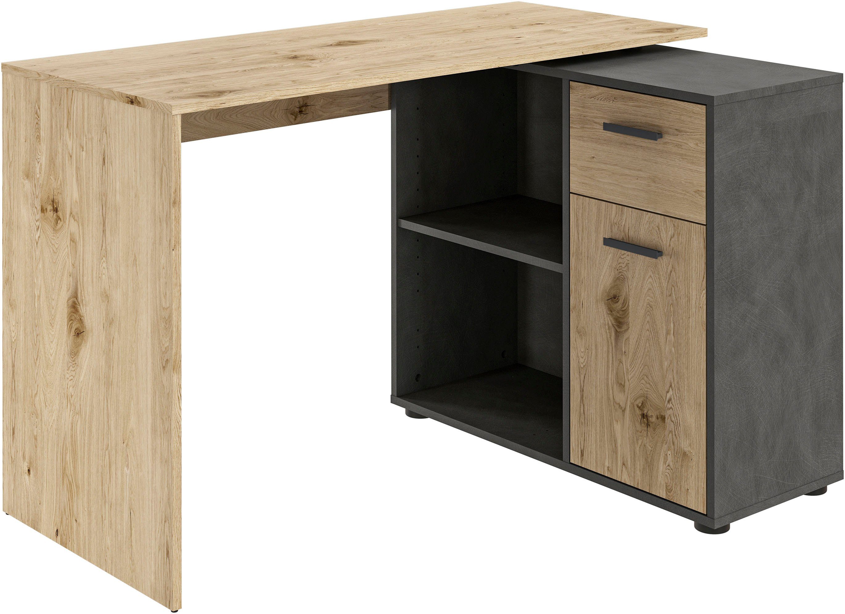 FMD Hoekbureau ALBRECHT Bureau/sideboard met opbergruimte, aan beide zijden te monteren, 117/148 cm