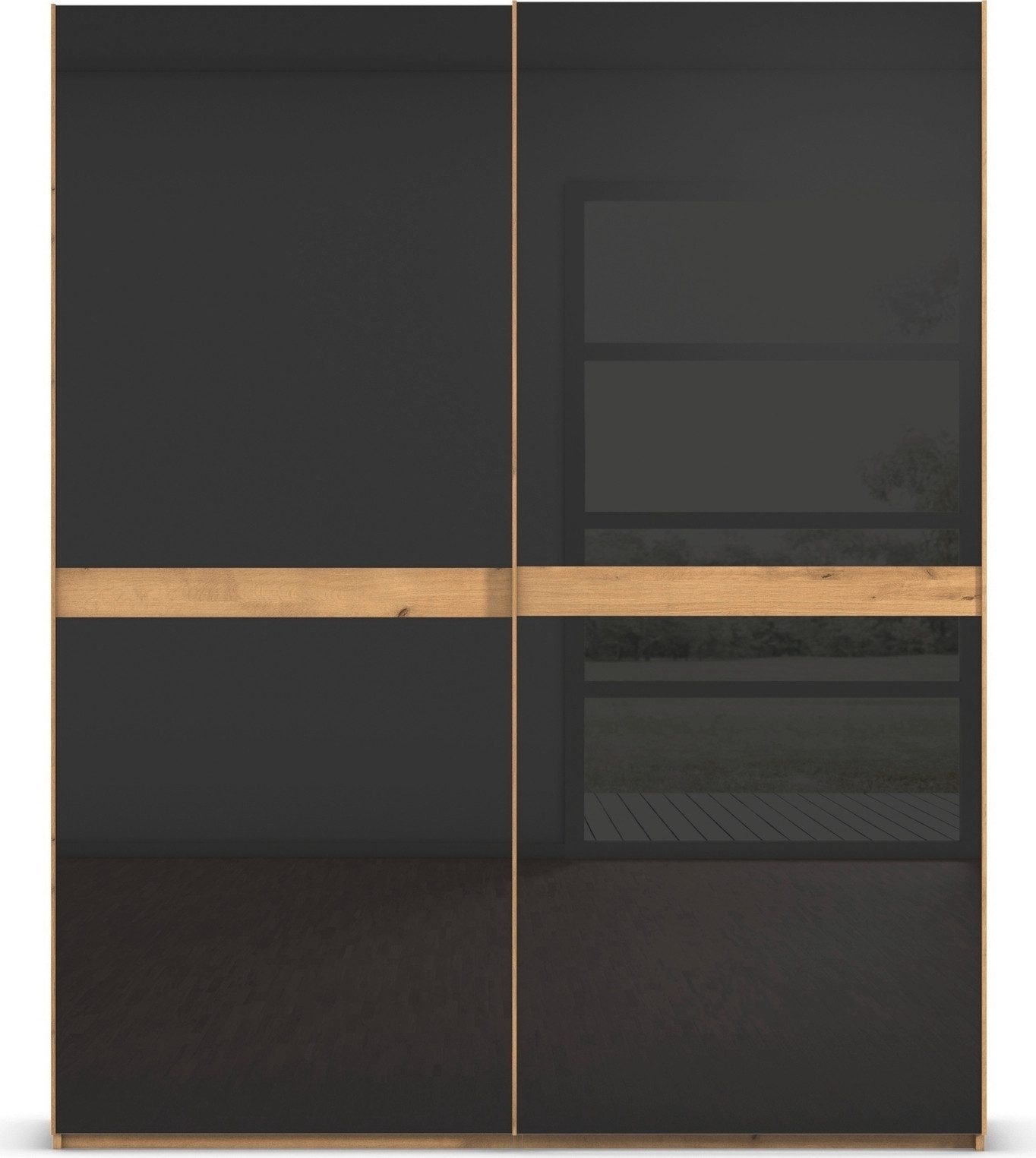 rauch Schuifdeurkast Kledingkast kast garderobe slaapkamerkast SCALE-LINE edel uiterlijk met buikband in corpuskleur met glasfront made in germany