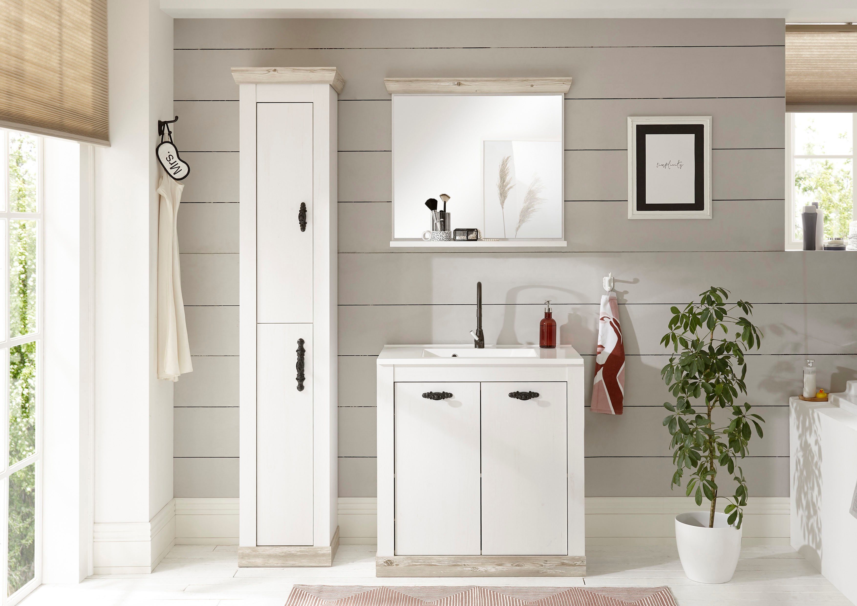 Home affaire Badkamerserie Florenz, Bad im Landhausstil, 3-teiliges Badezimmer (3-delig)
