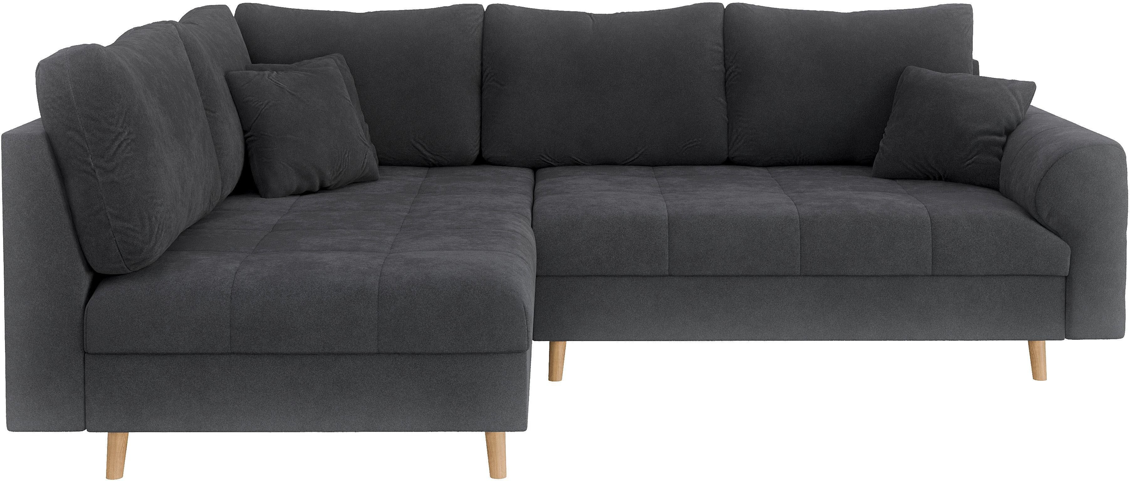 Home affaire Hoekbank CHARRE L-vorm met ottomane, afmetingen B/D/H: 231/161/81 cm fijne stiksels, losse rug- en sierkussens, ook in cord en bouclé