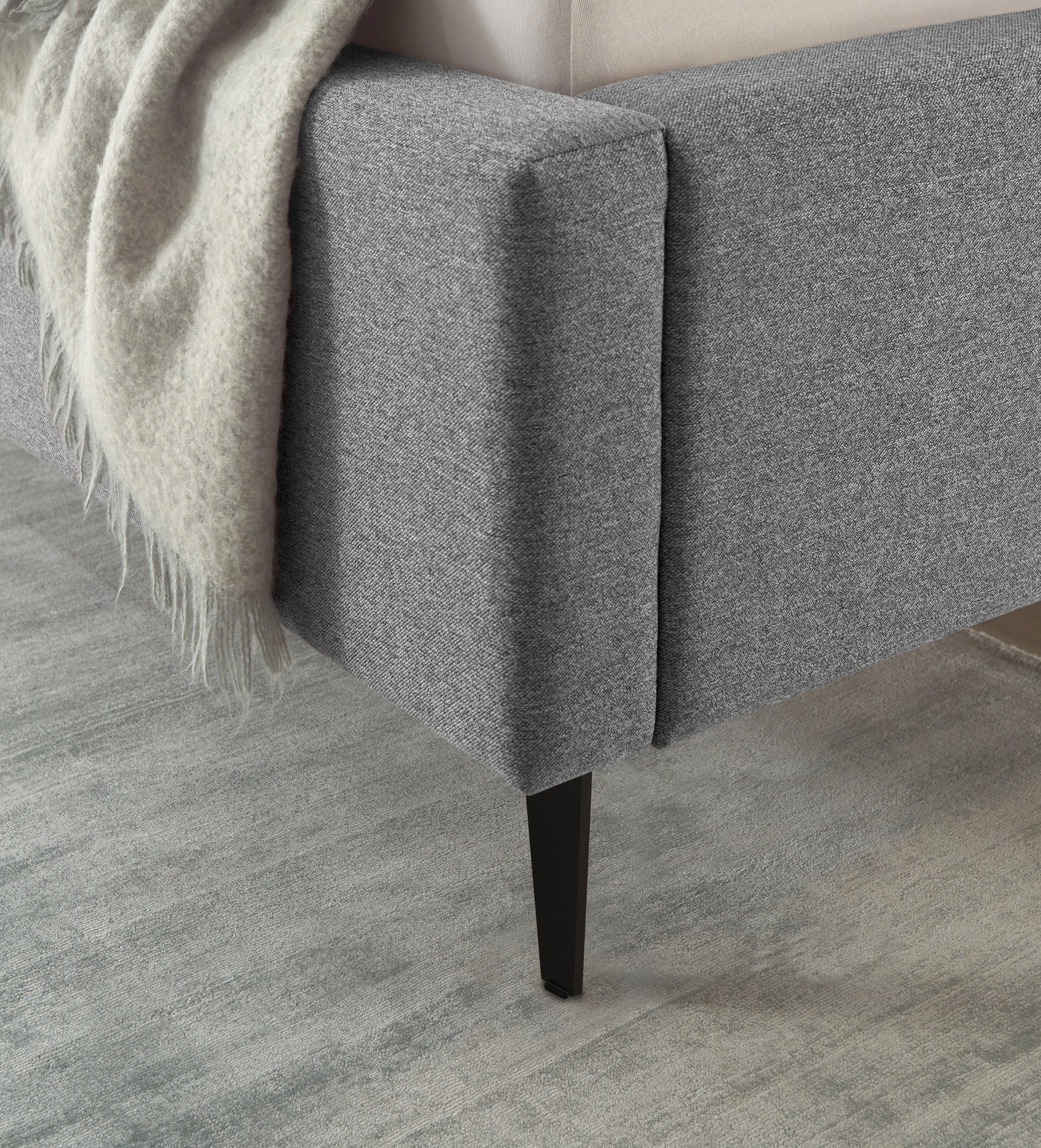 set one by Musterring Gestoffeerd bed Cary naar keuze met matras en lattenbodem, zwarte metalen poten
