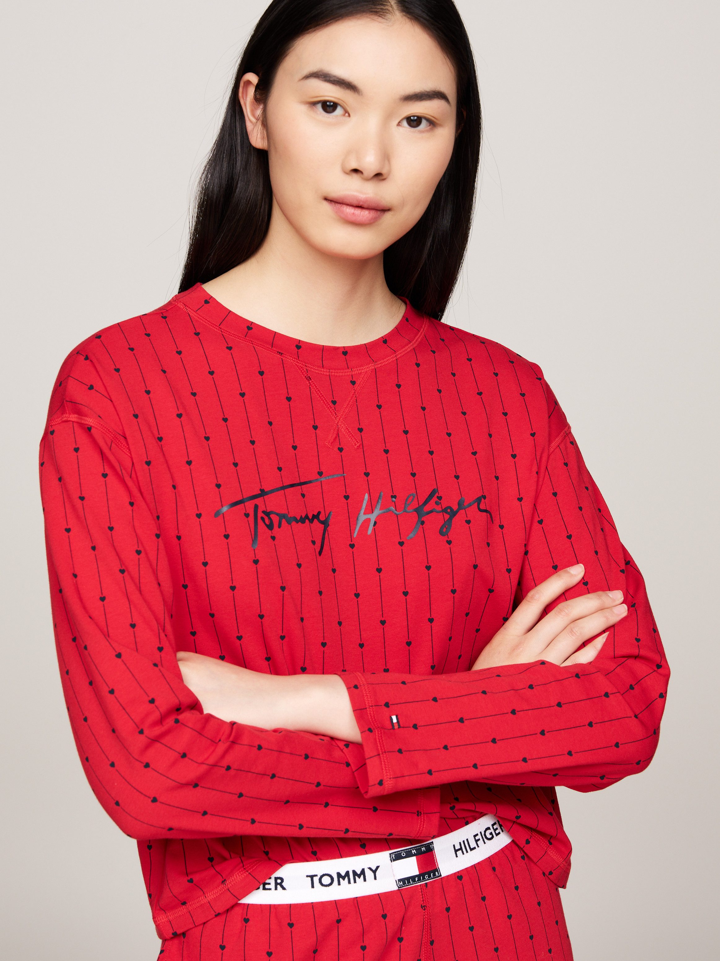 Tommy Hilfiger Underwear Pyjama LS SHORT PRT PJ SET met hartjes allover-patroon (set 2-delig 2-delig)